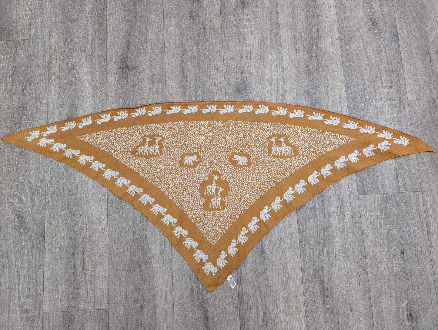 1970s Debenhams cotton safari animal print triangle scarf