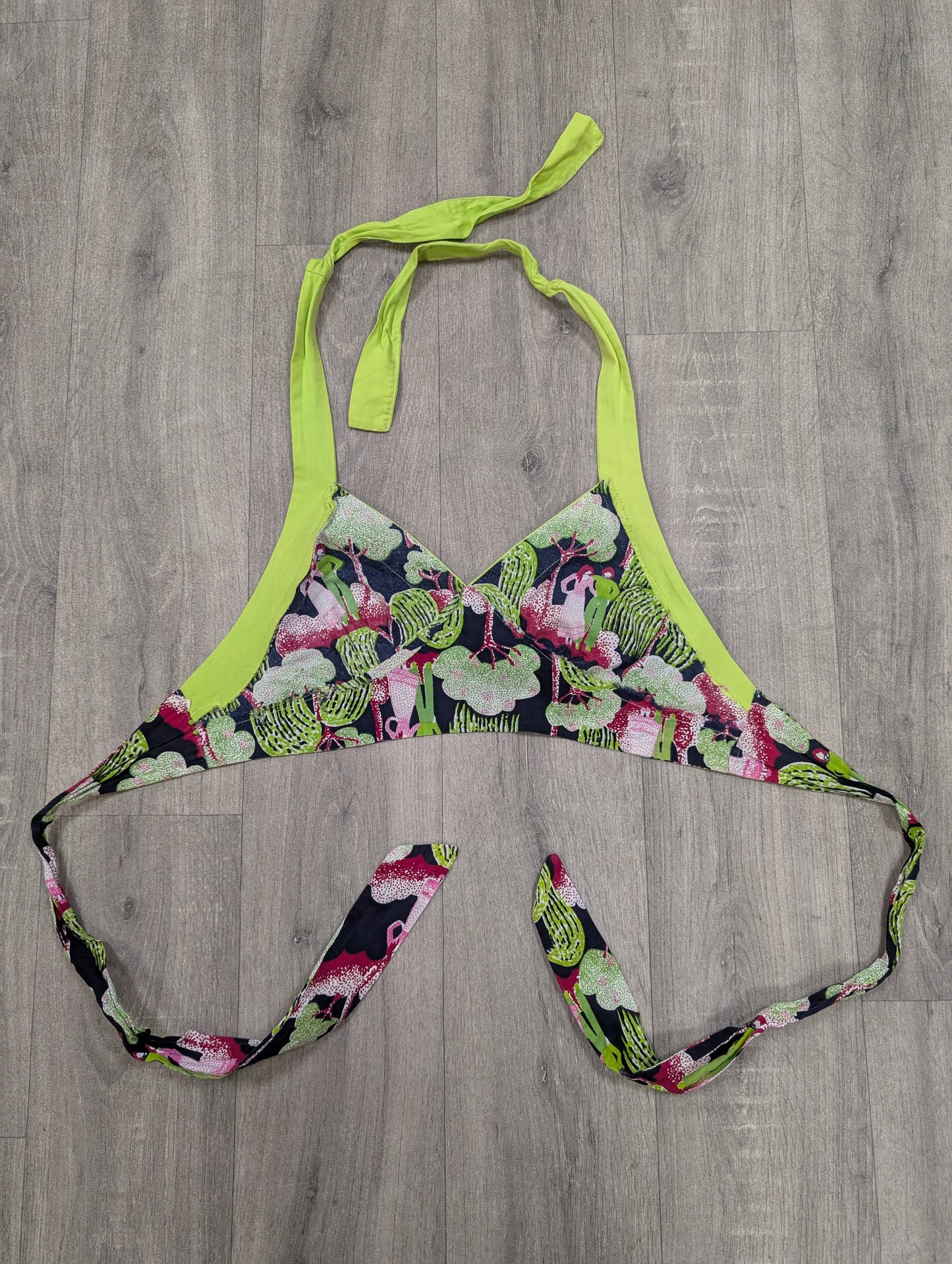 1970s novelty print halter neck bra top