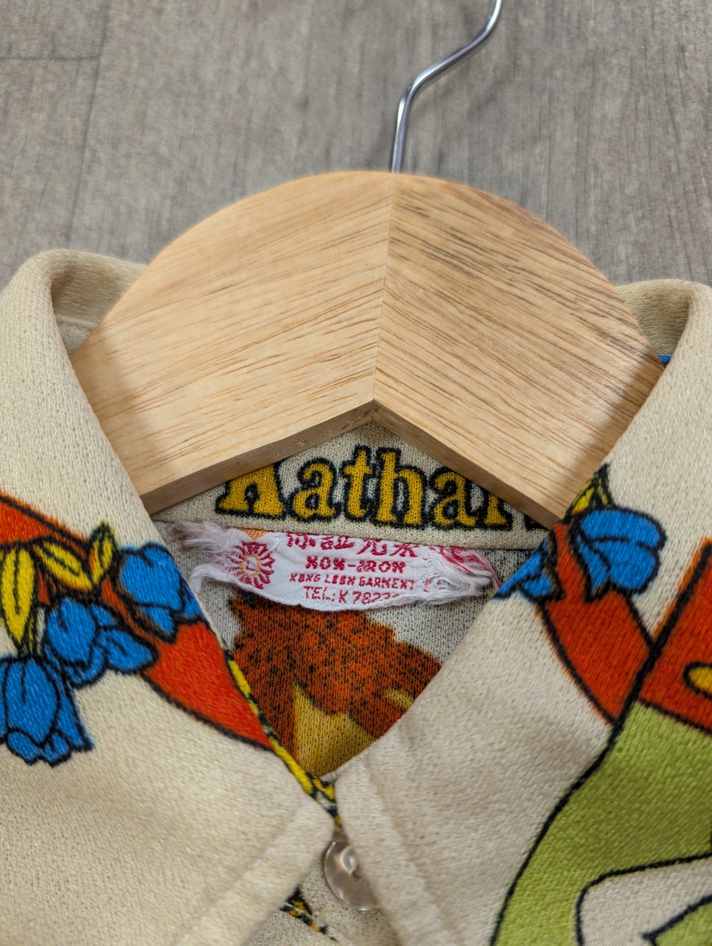 1970s novelty print Katharine dagger collar shirt - S