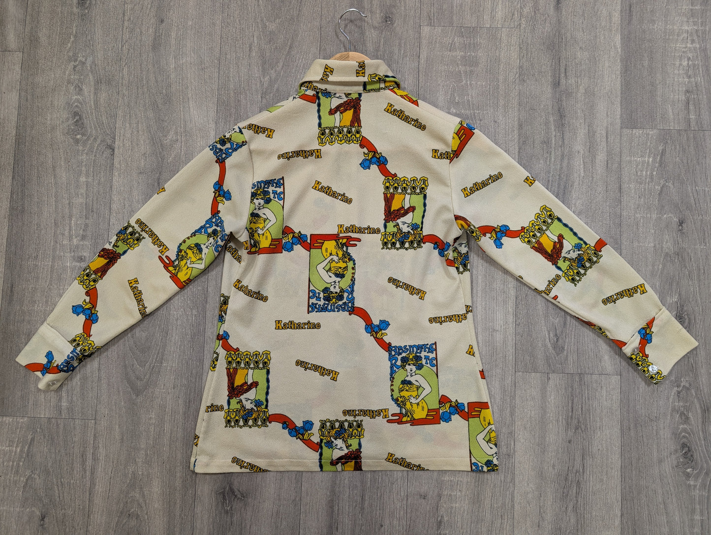 1970s novelty print Katharine dagger collar shirt - S