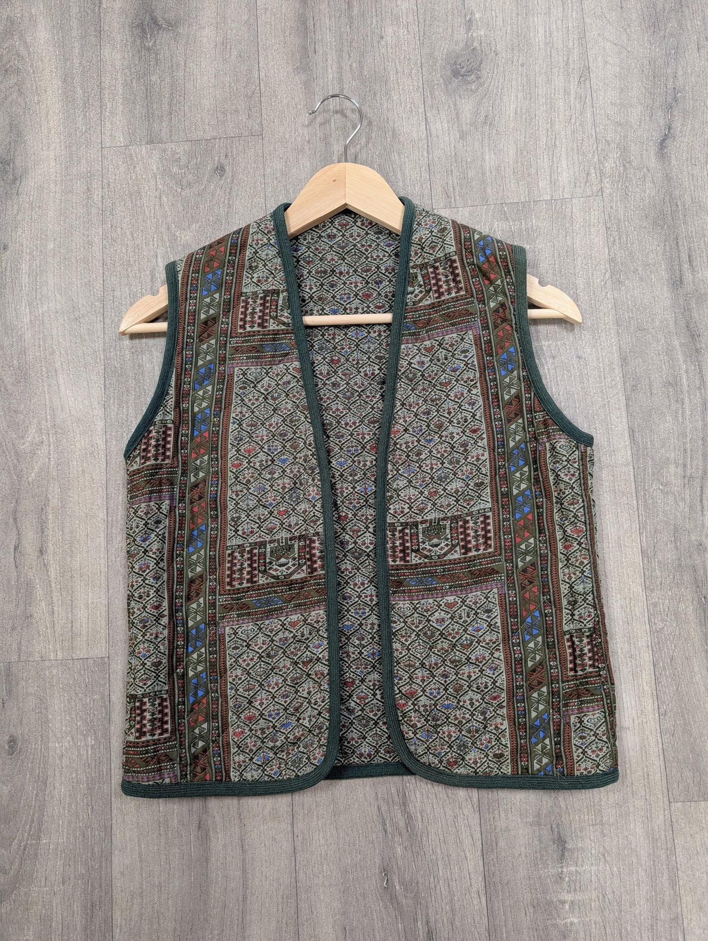1970s Ditto green quilted waistcoat - S