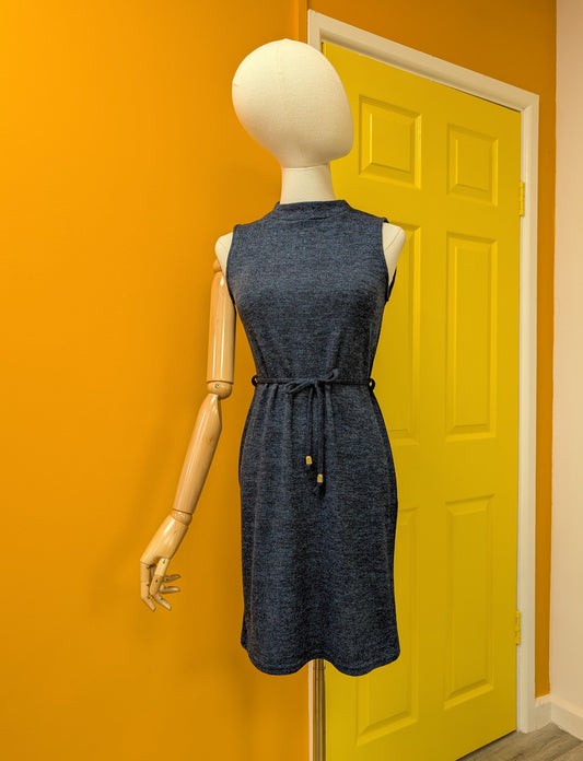 90s sparkly blue dress and belt - XS/S