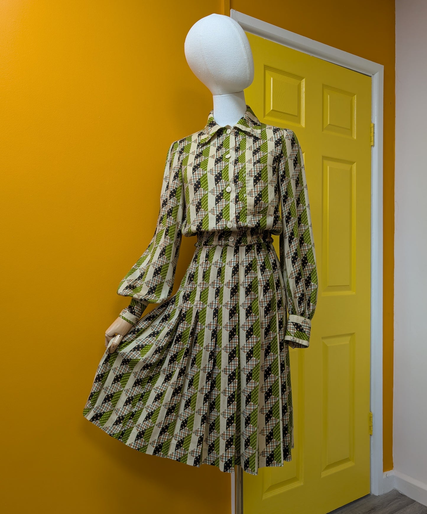 1970s Daniel Hechter Paris green top and skirt - XS/6/8