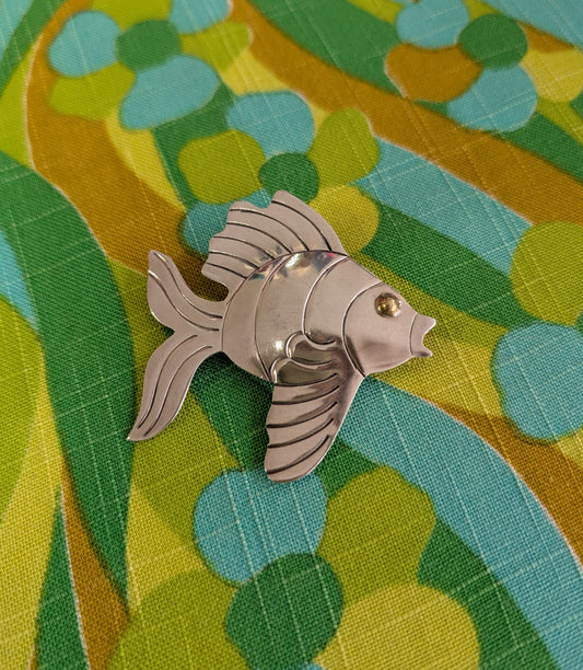 Mexican silver fish brooch/pendant