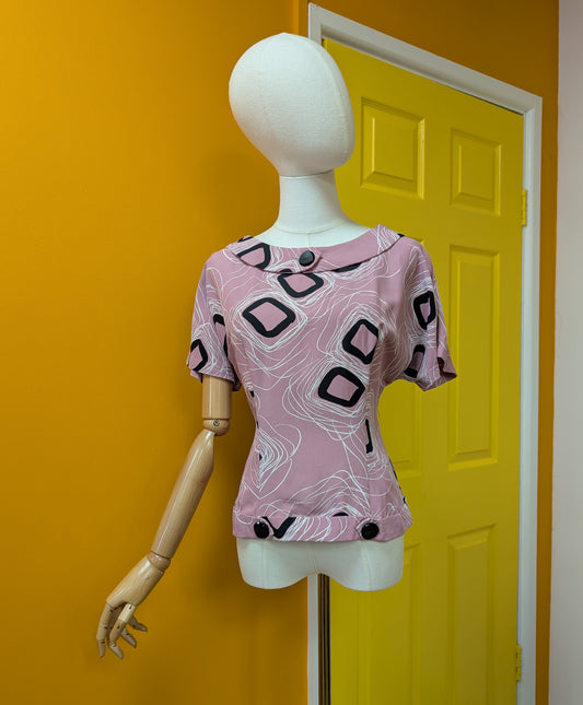 Gorgeous 1950s abstract print top - M