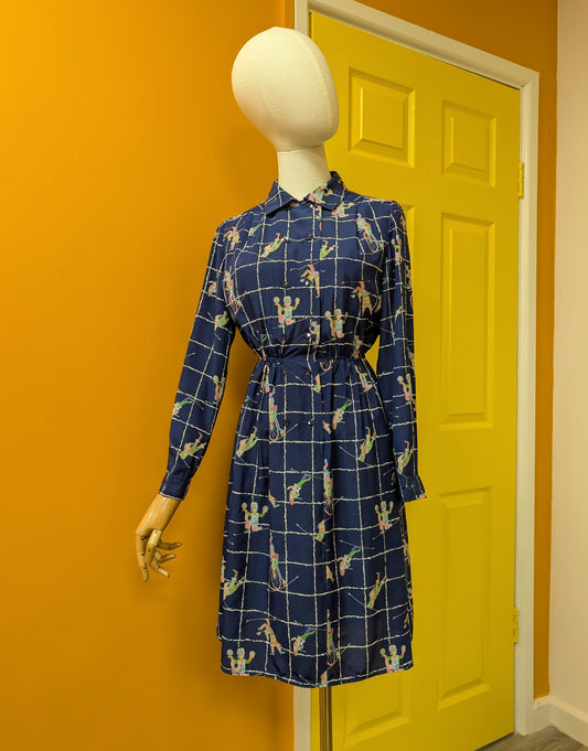 1980s clown print dress - XS