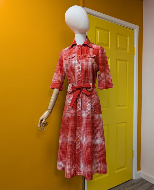 1970s Lady Ascot red dress - S/10