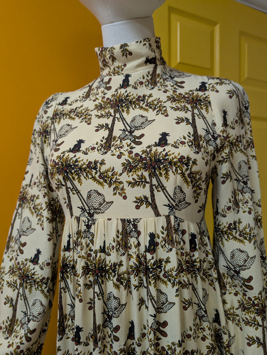 1970s Marion Donaldson novelty Holly Hobbie print maxi dress - XS/S/6/8