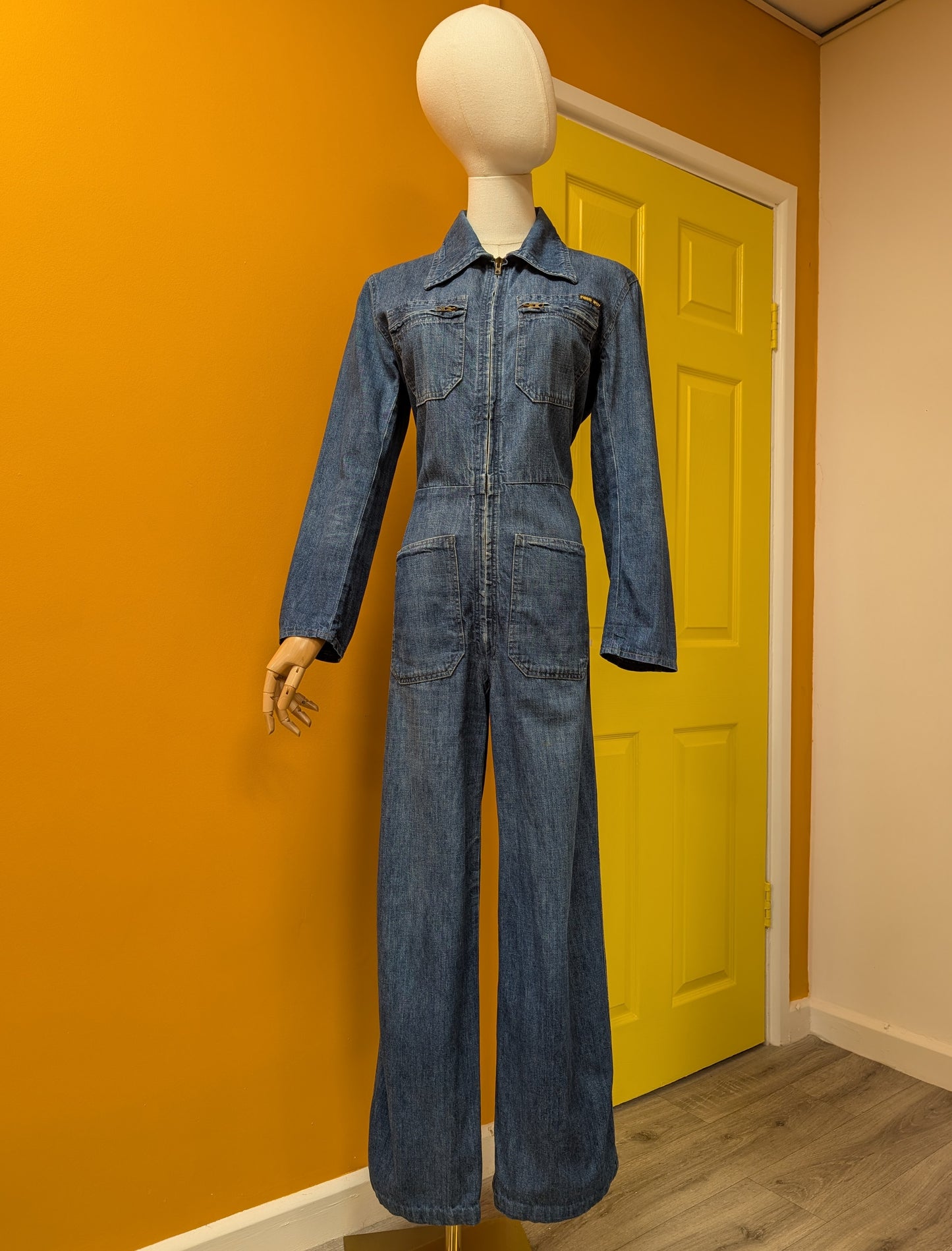 Epic 1970s Fred Roy denim jumpsuit - S/8/10