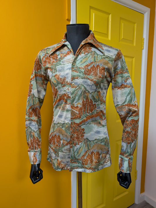 1970s scenic novelty print shirt