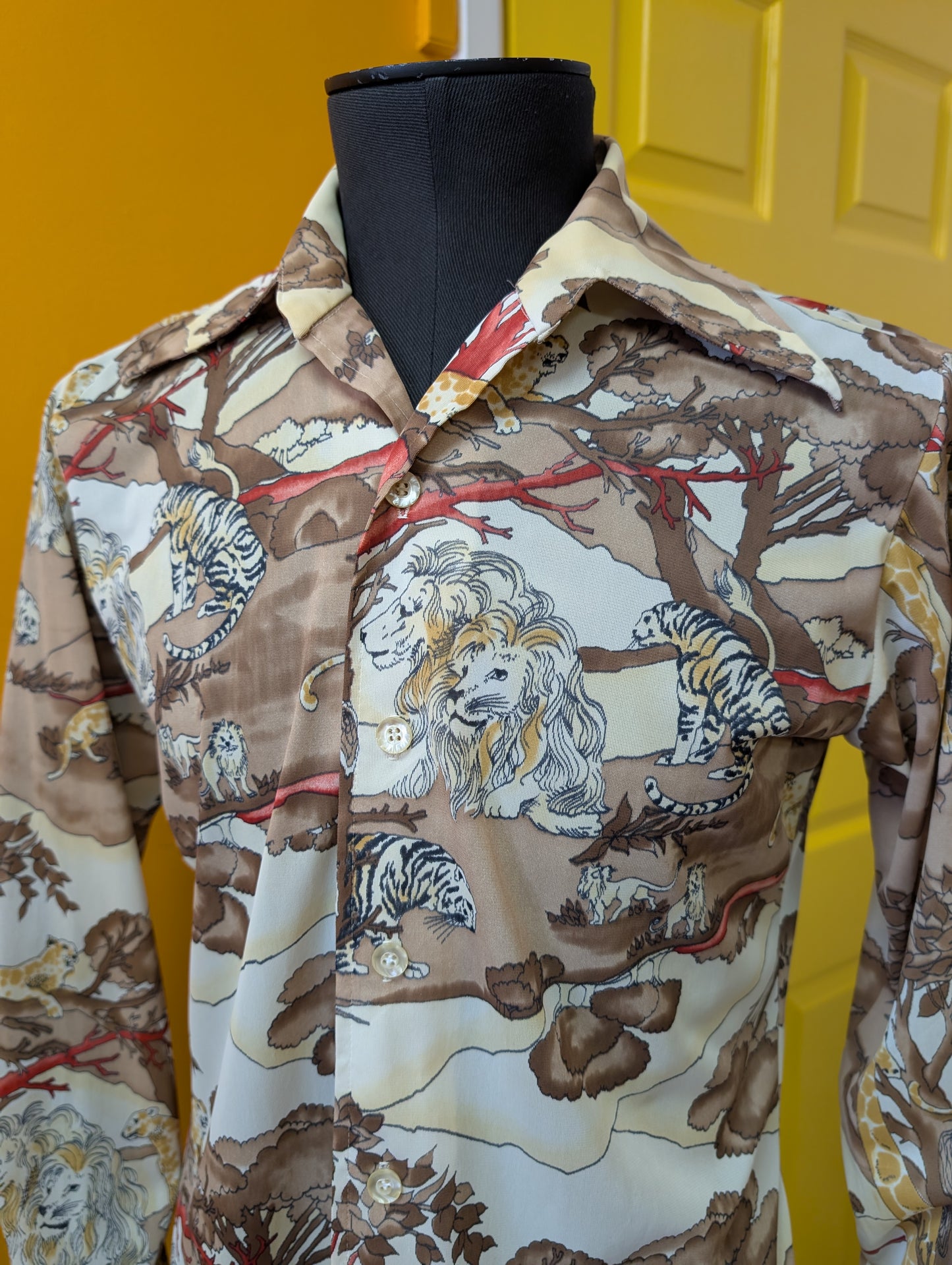 1970s Donegal novelty safari animal print shirt