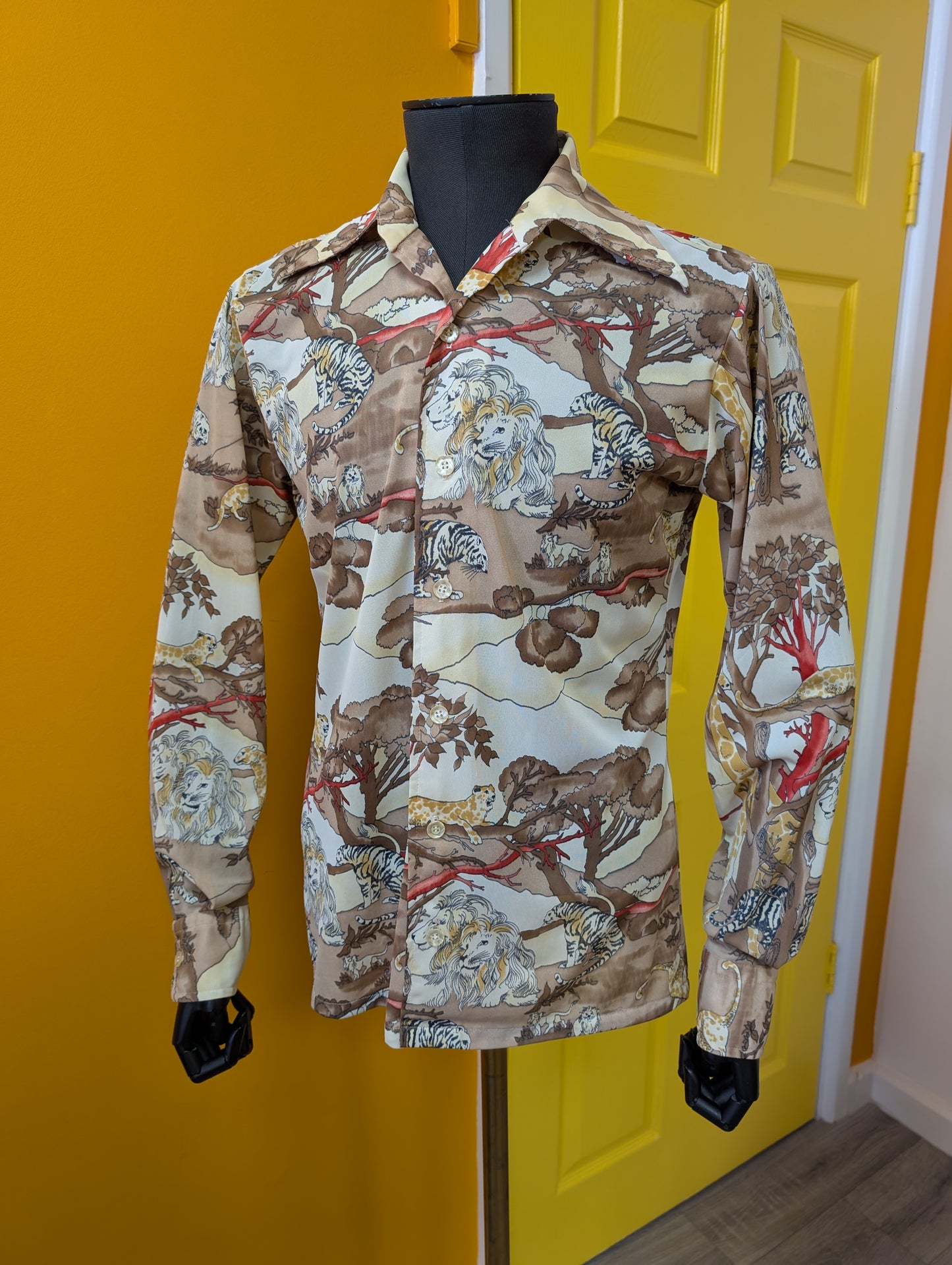 1970s Donegal novelty safari animal print shirt