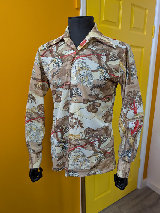 1970s Donegal novelty safari animal print shirt