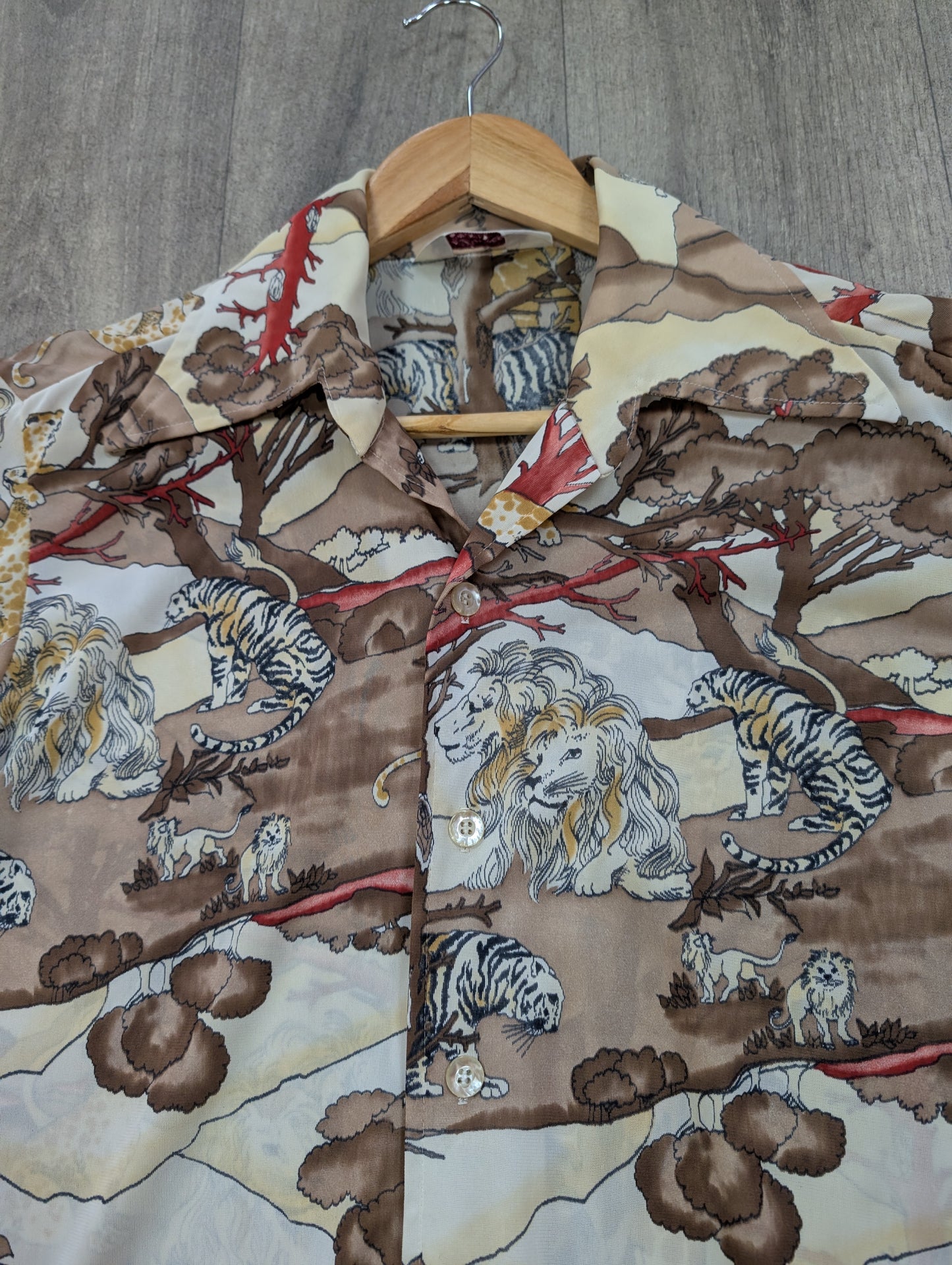 1970s Donegal novelty safari animal print shirt
