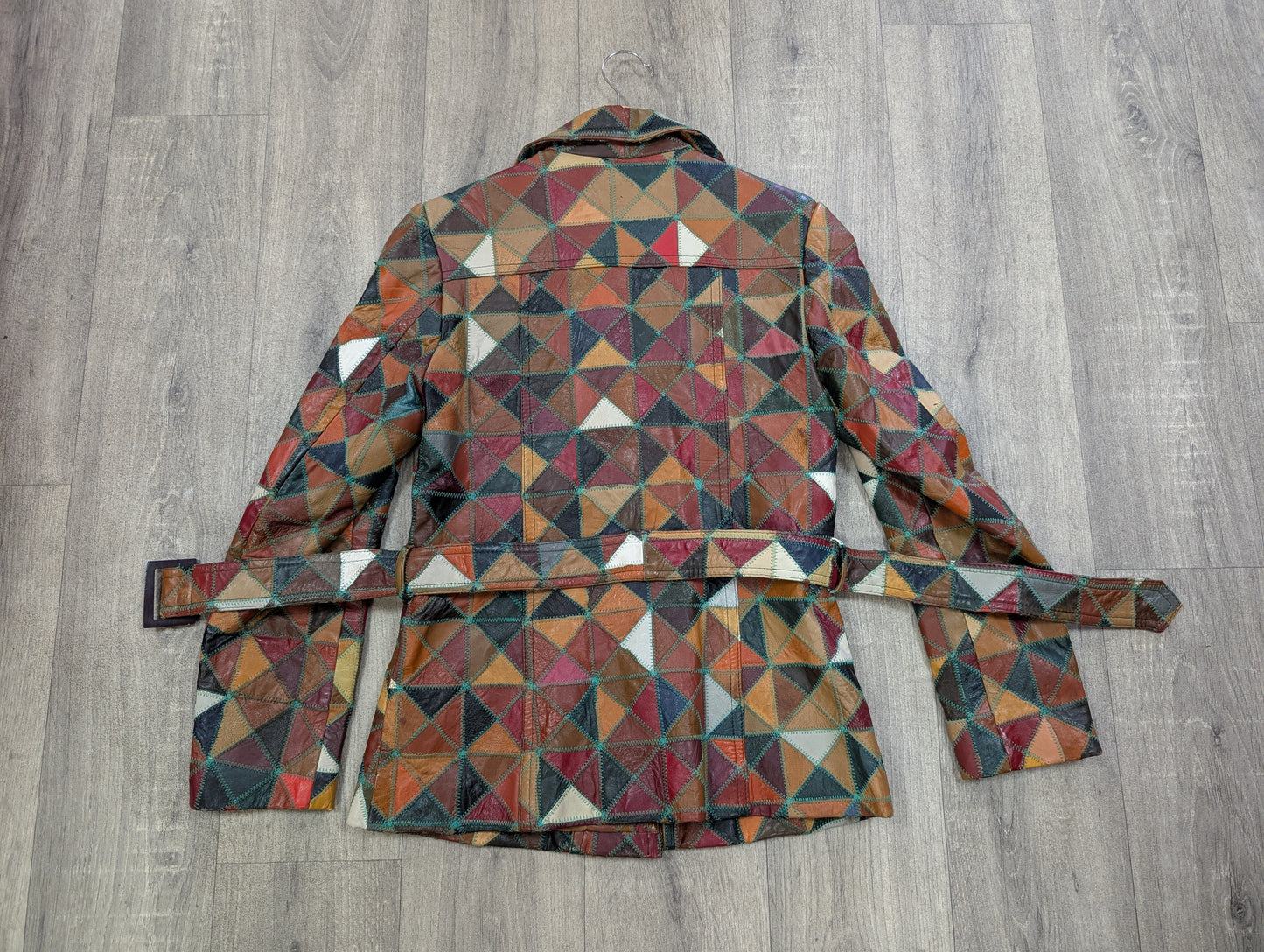 1970s patchwork leather jacket and belt - XS/S