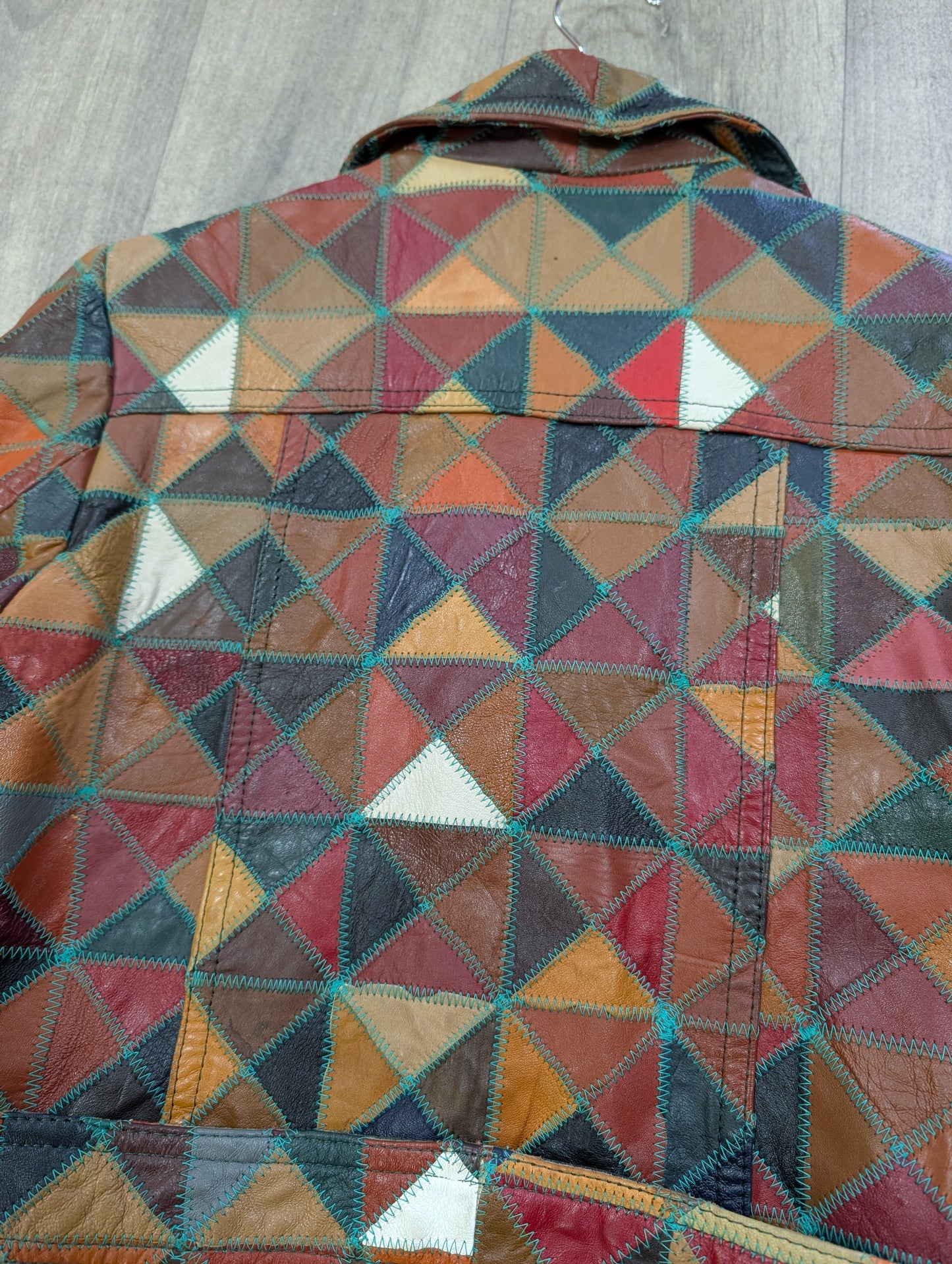 1970s patchwork leather jacket and belt - XS/S