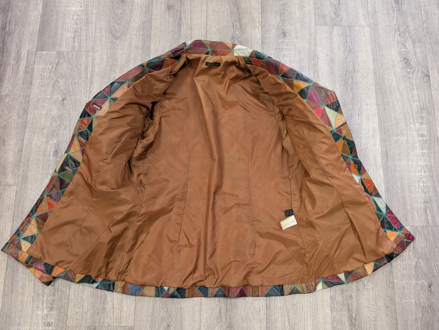 1970s patchwork leather jacket and belt - XS/S