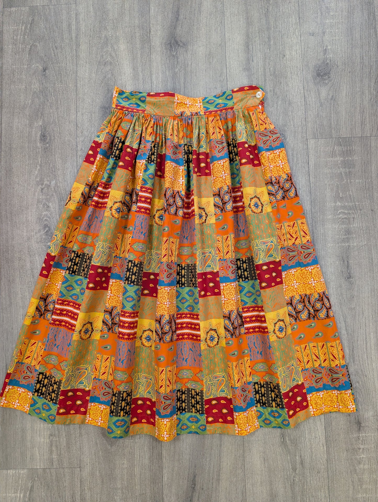 Early 1960s patchwork print cotton skirt