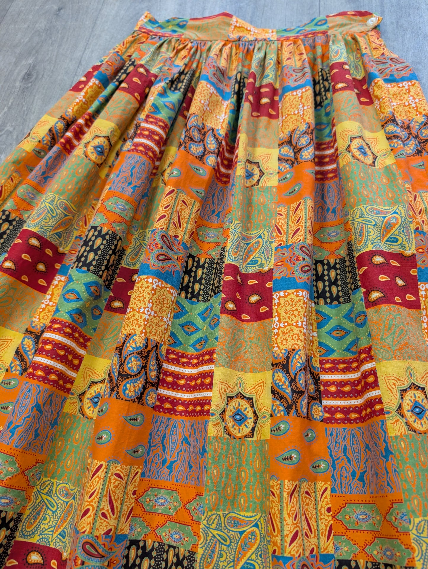 Early 1960s patchwork print cotton skirt