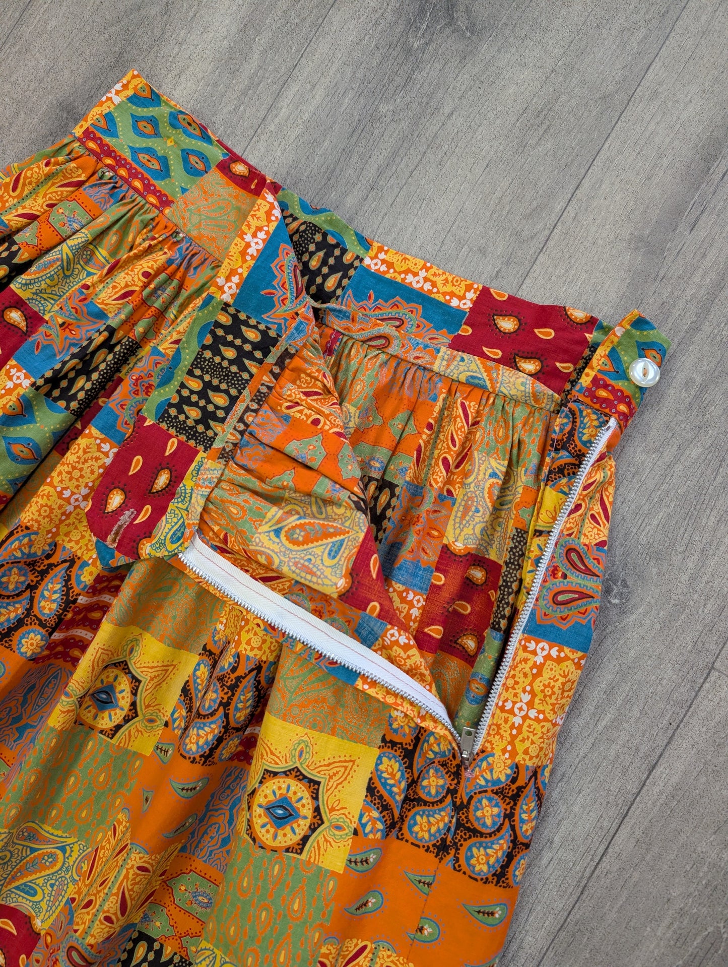 Early 1960s patchwork print cotton skirt