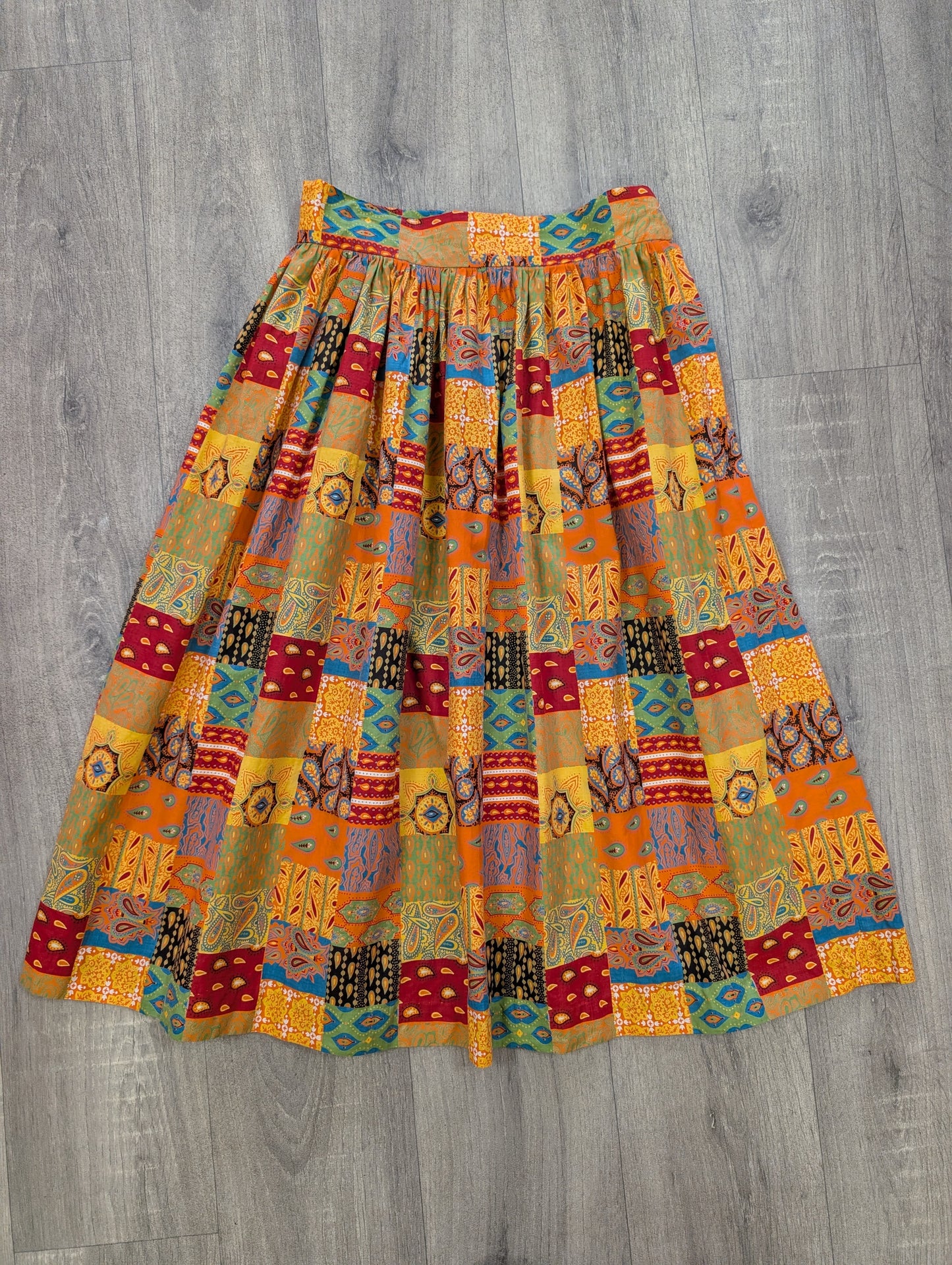 Early 1960s patchwork print cotton skirt