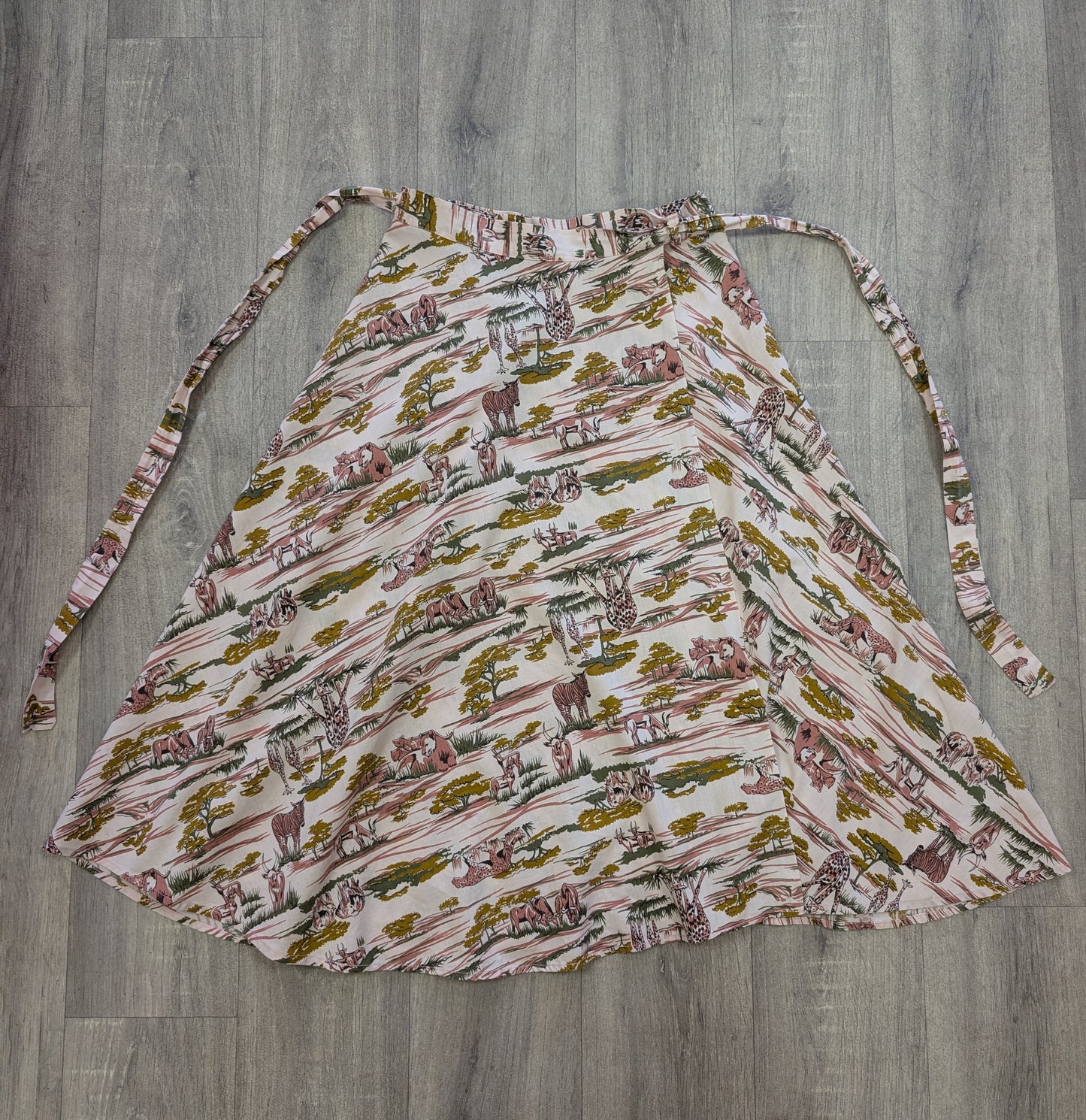 1970s safari animal novelty print wrap skirt - S