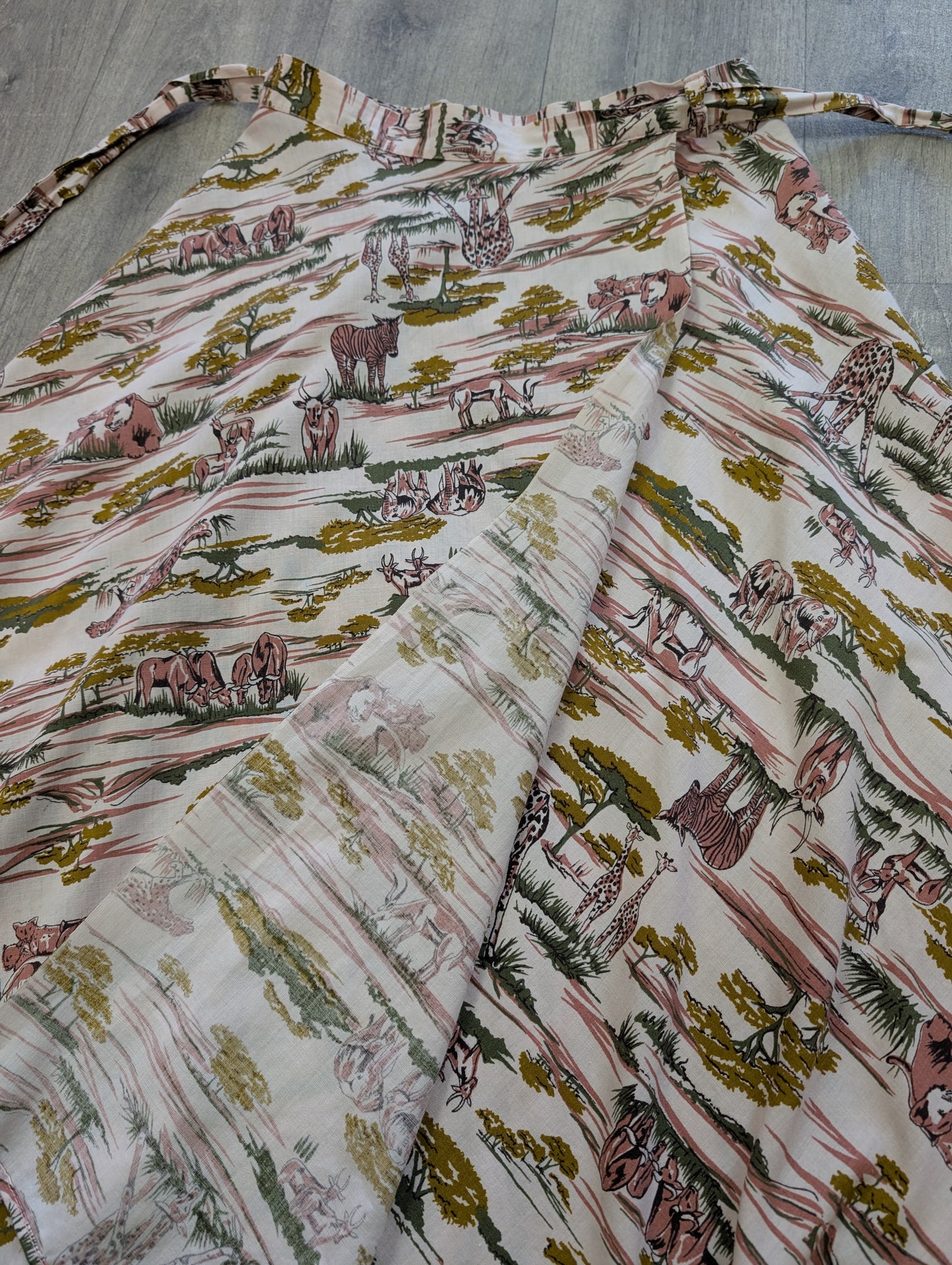 1970s safari animal novelty print wrap skirt - S