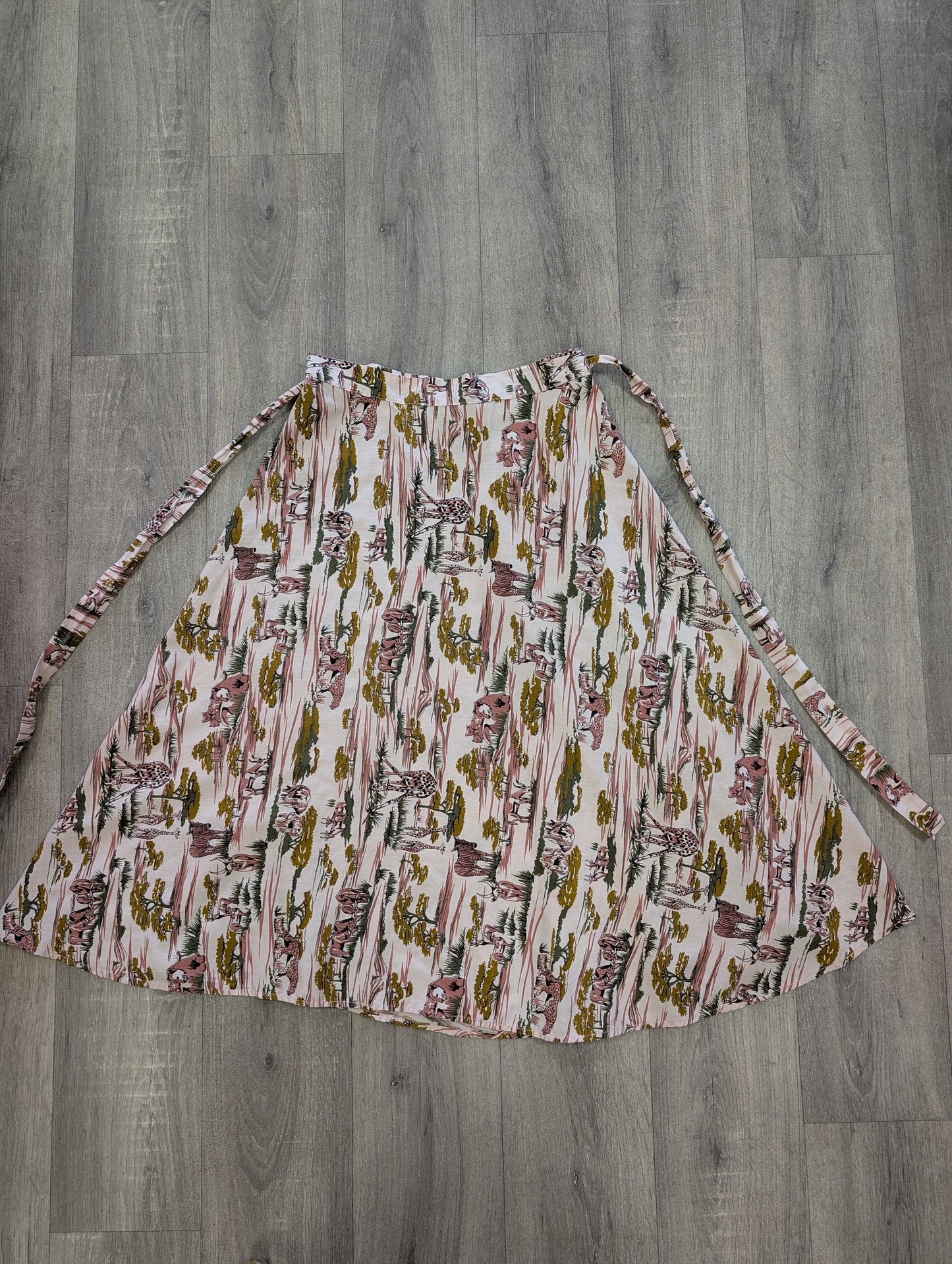 1970s safari animal novelty print wrap skirt - S