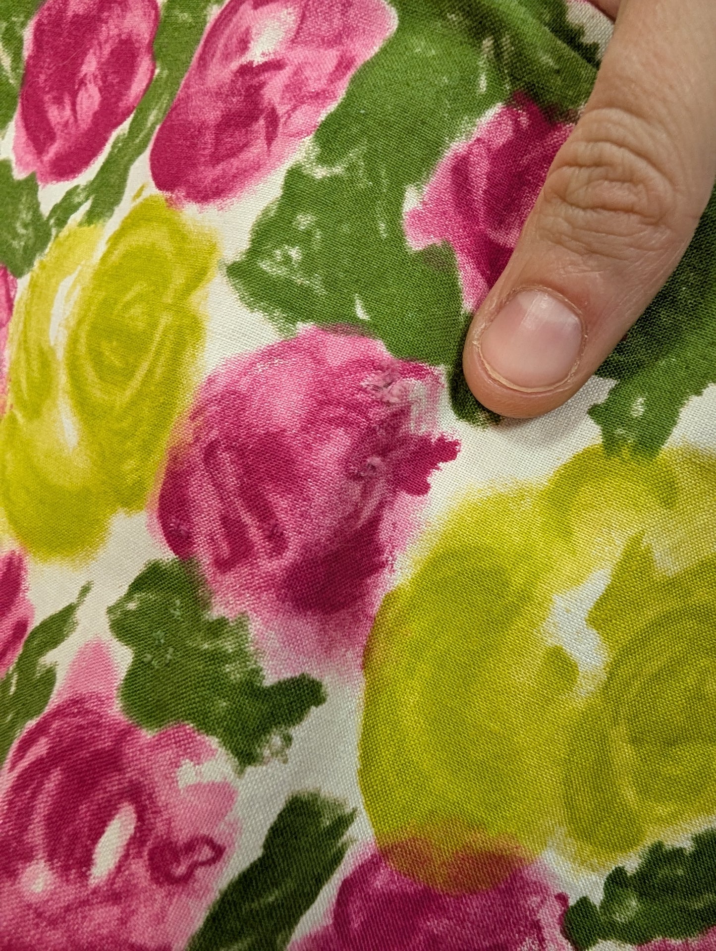 Early 1960s floral cotton dress & belt - 36"B, 29"W