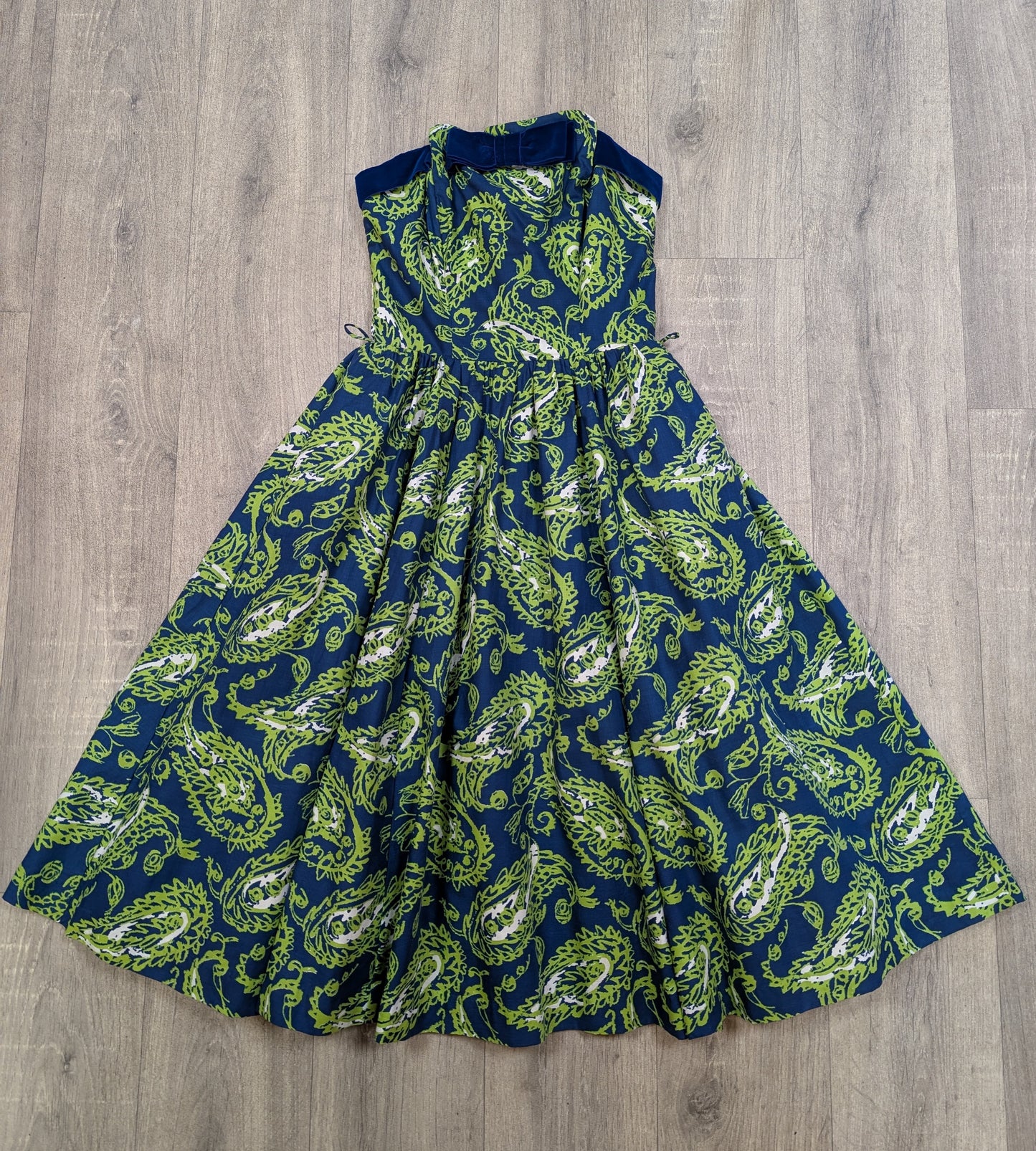 1950s Peter Robinson paisley strapless dress & shawl - XS/6