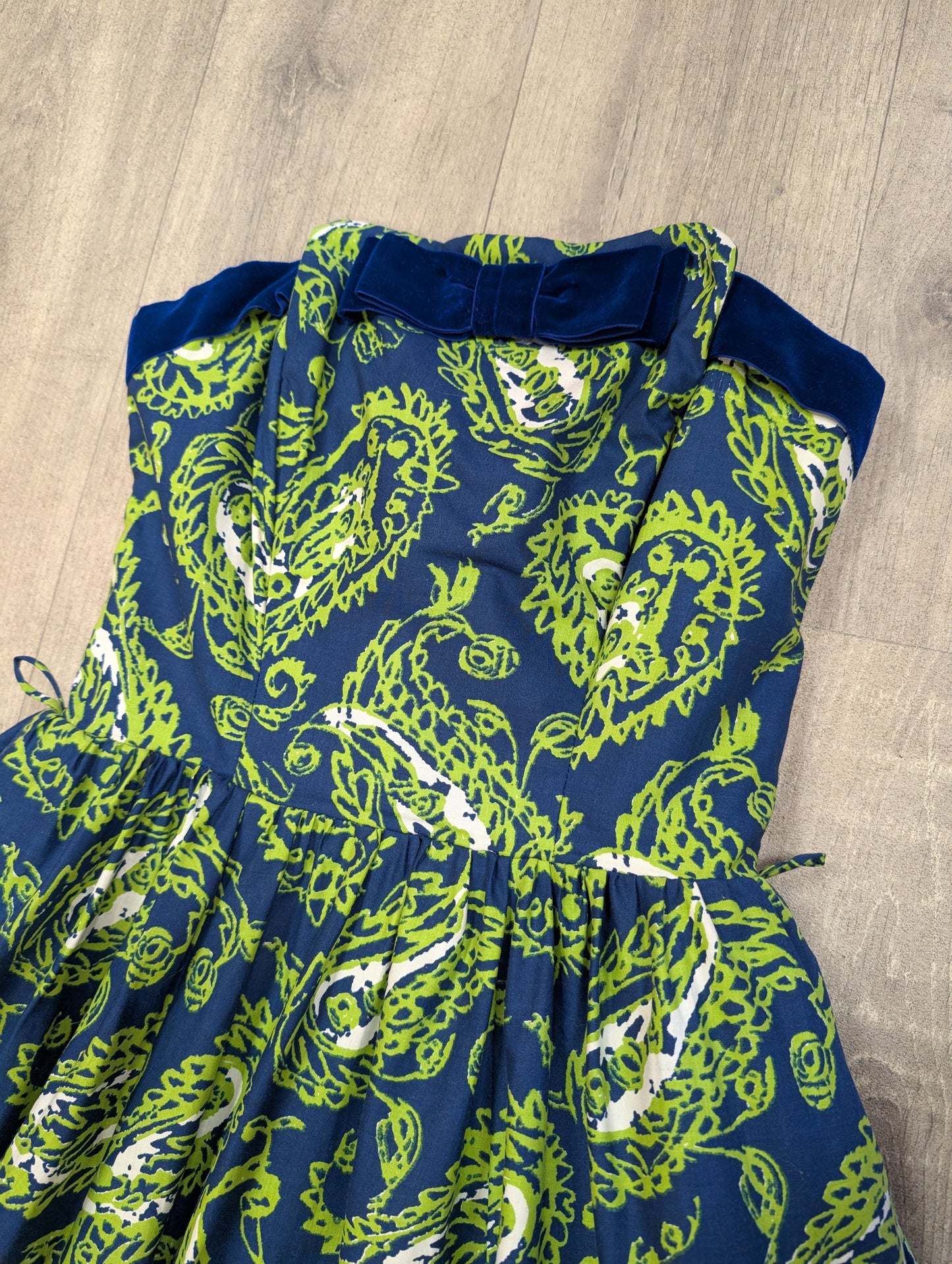 1950s Peter Robinson paisley strapless dress & shawl - XS/6