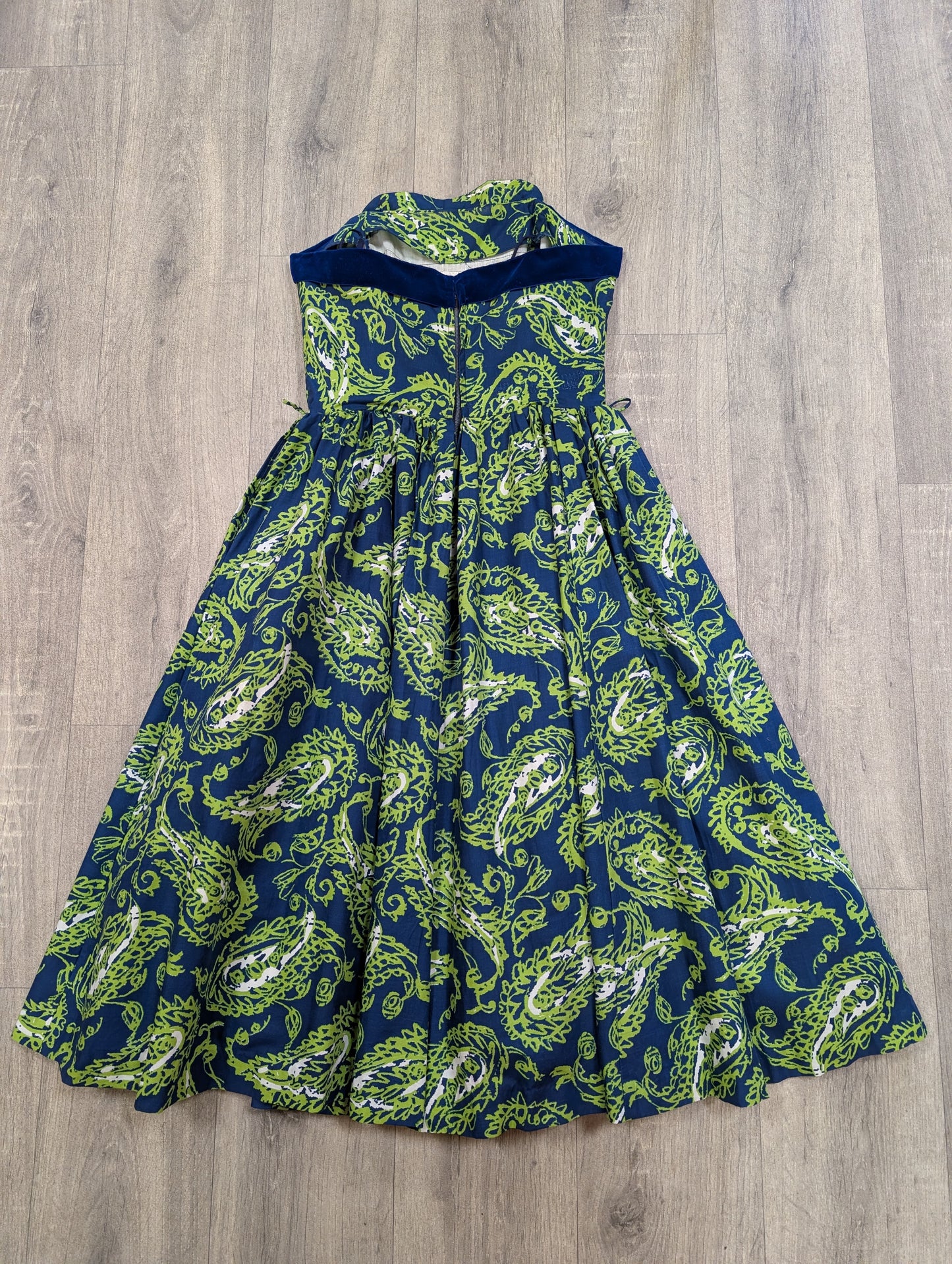 1950s Peter Robinson paisley strapless dress & shawl - XS/6