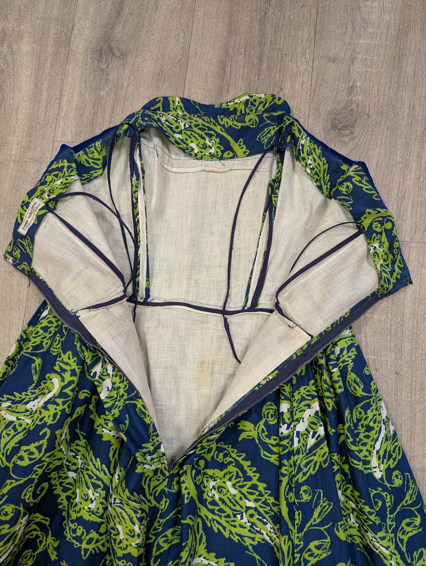 1950s Peter Robinson paisley strapless dress & shawl - XS/6