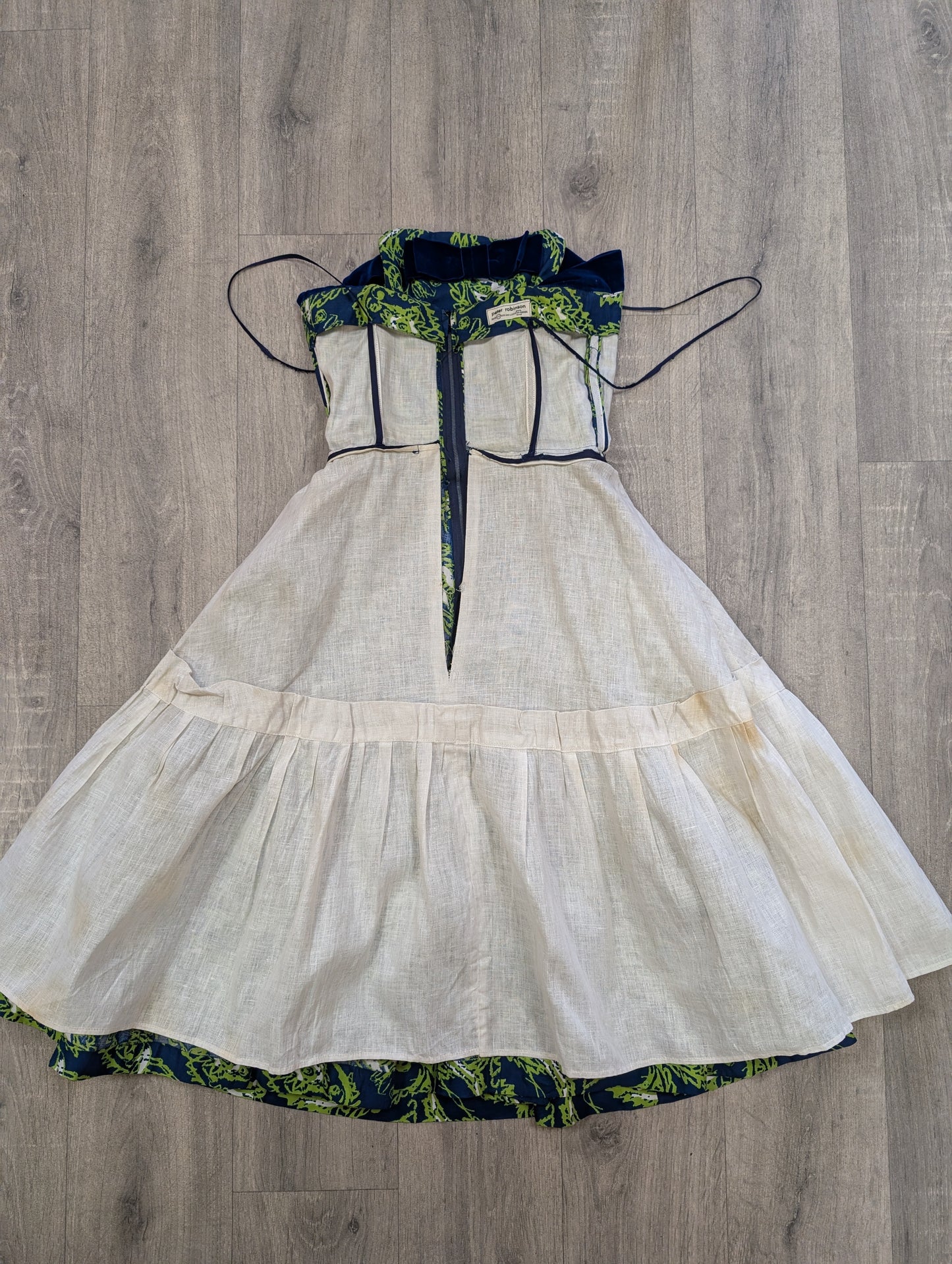1950s Peter Robinson paisley strapless dress & shawl - XS/6