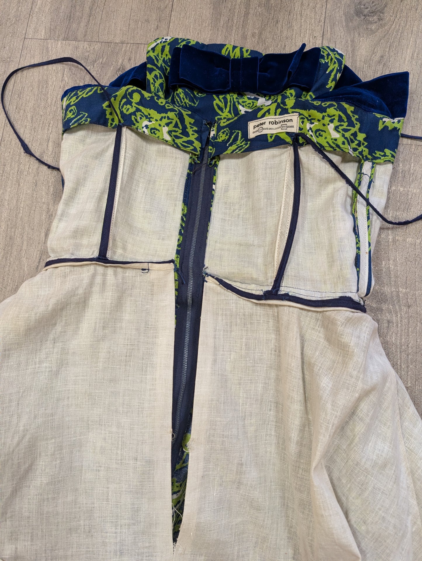 1950s Peter Robinson paisley strapless dress & shawl - XS/6
