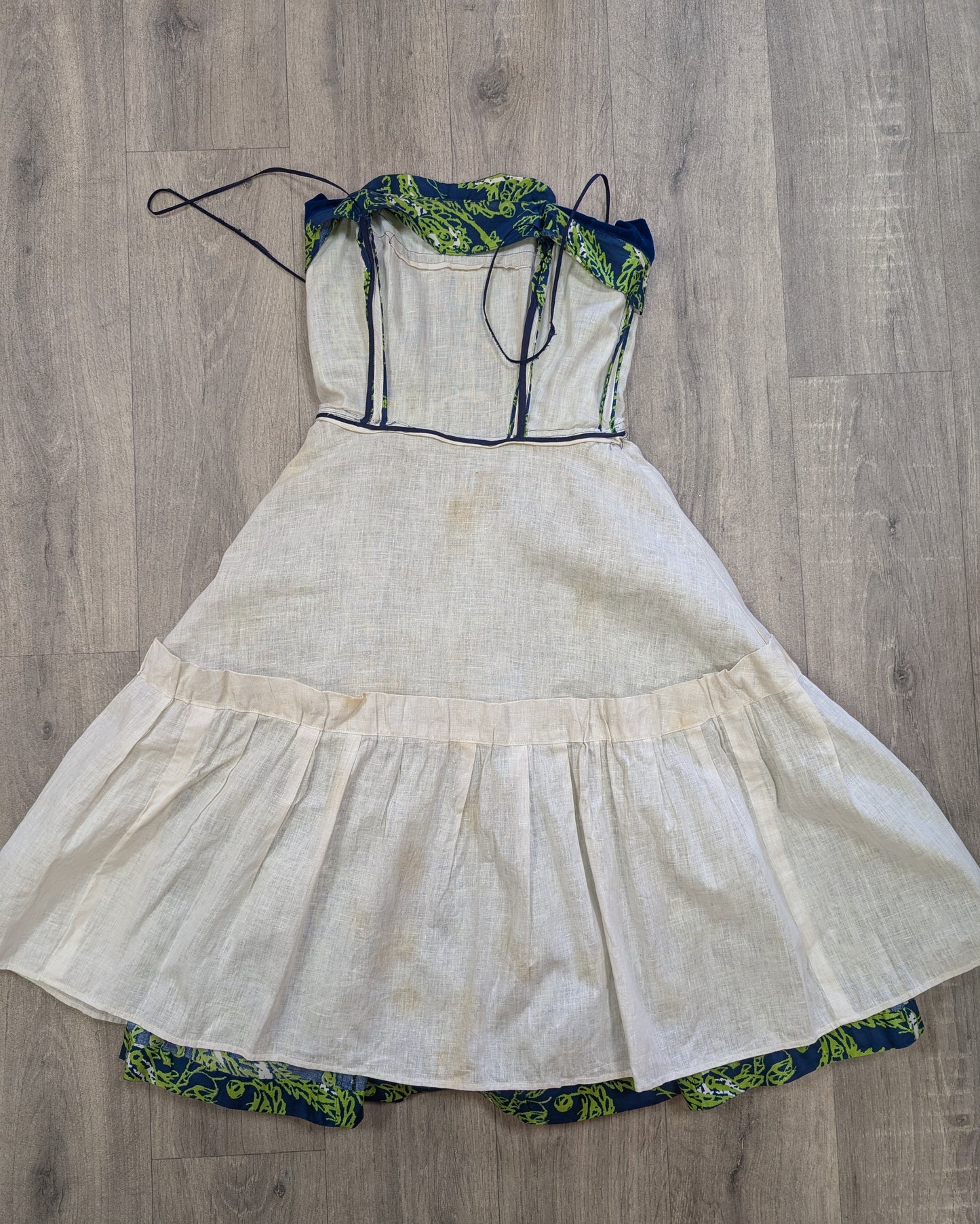 1950s Peter Robinson paisley strapless dress & shawl - XS/6