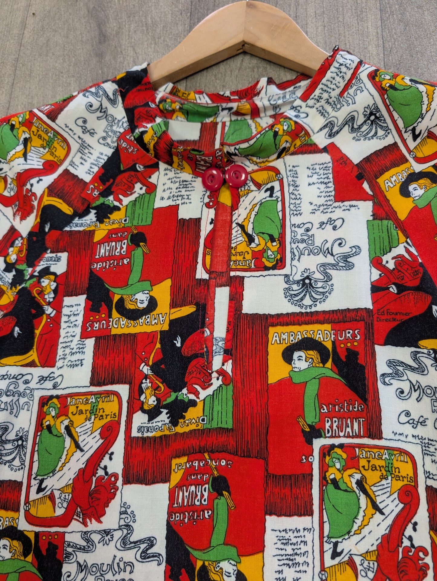 1970s Toulouse Lautrec print blouse - M