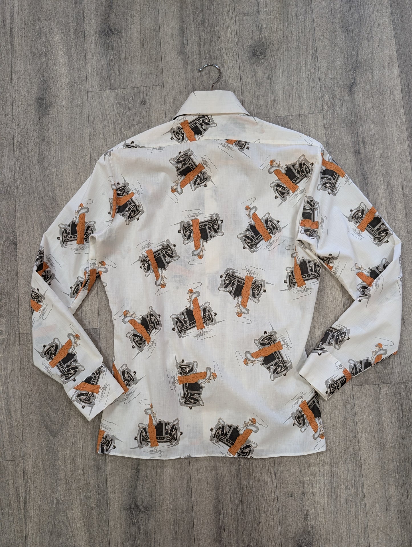 1970s Dickens novelty Art Deco print shirt