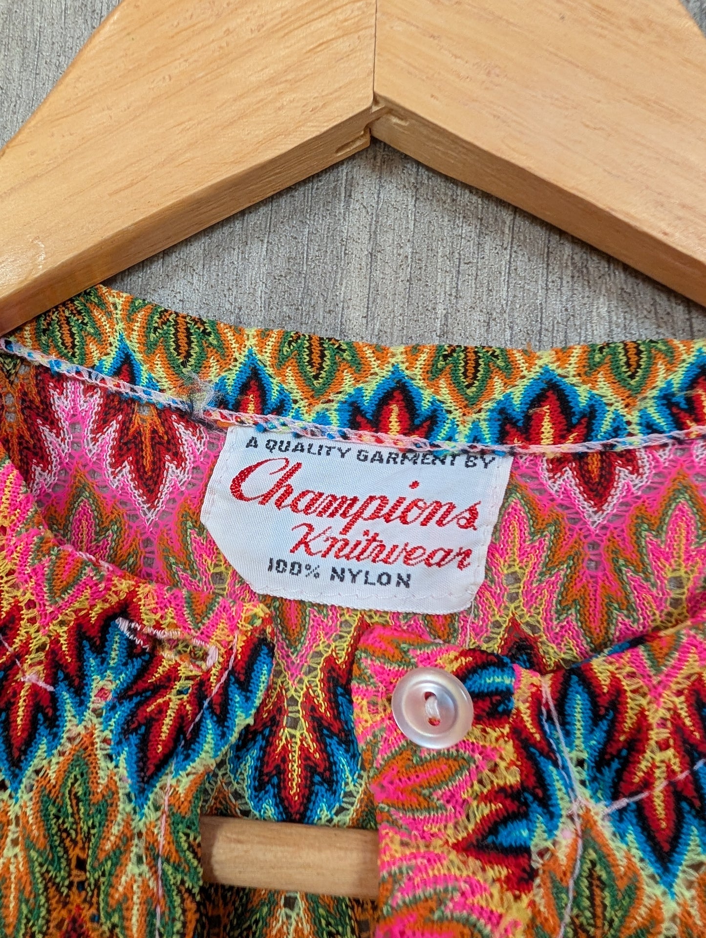 1960s Champions Knitwear pink chevron top - XS/S