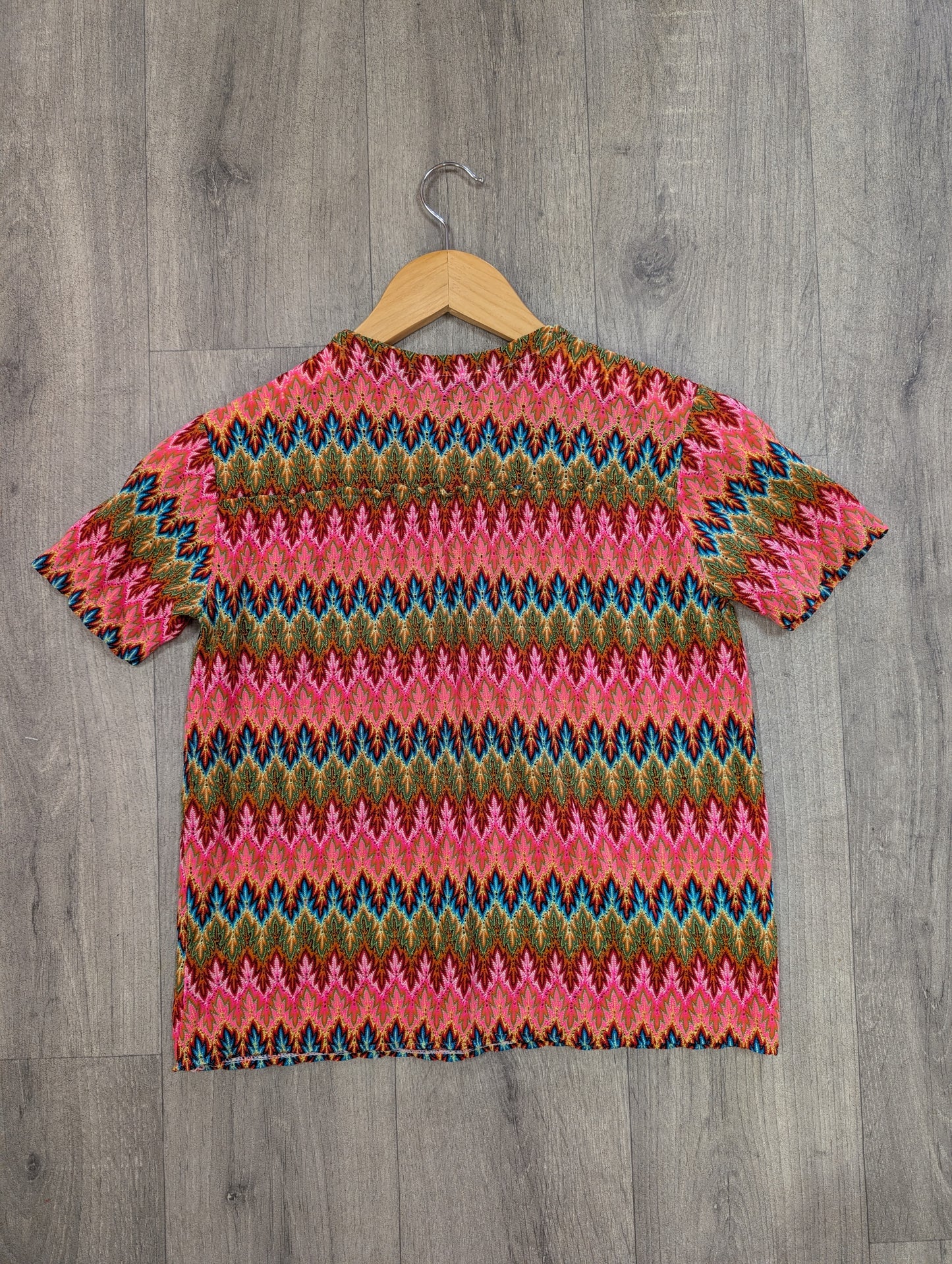 1960s Champions Knitwear pink chevron top - XS/S