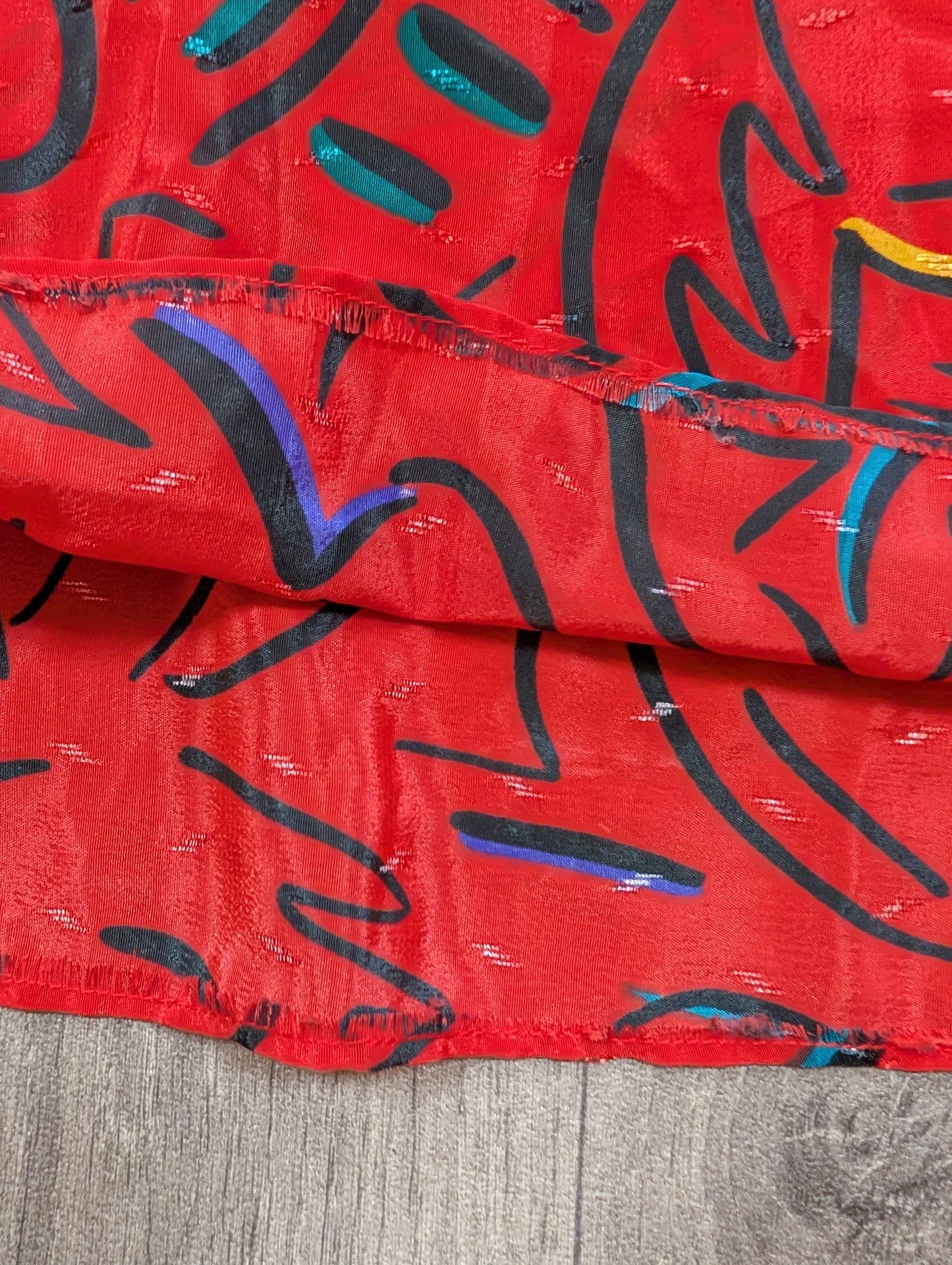 1980s red halter neck abstract print dress - S/10