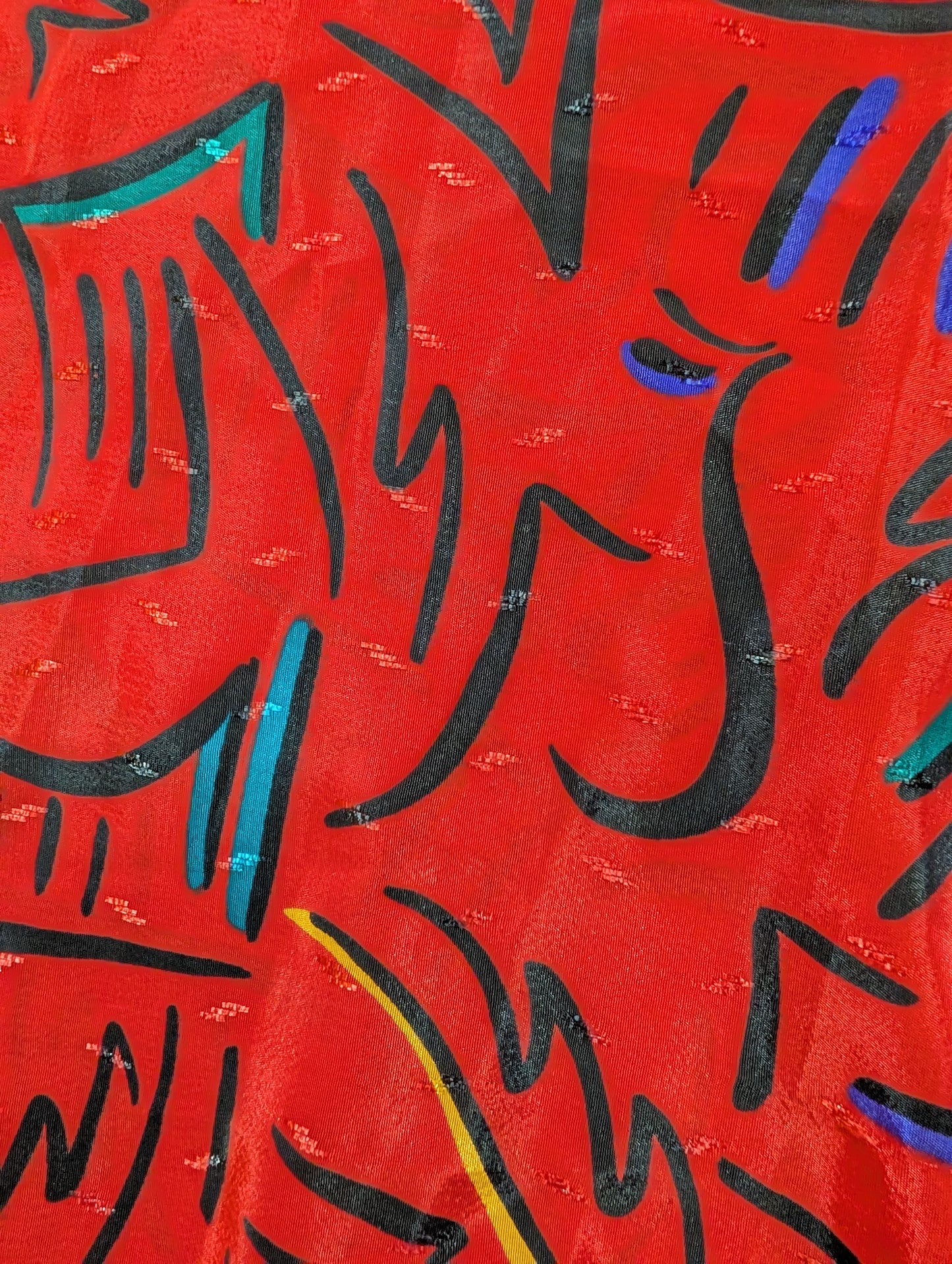 1980s red halter neck abstract print dress - S/10