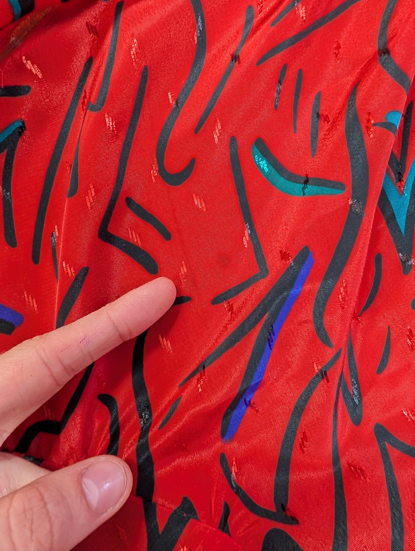 1980s red halter neck abstract print dress - S/10