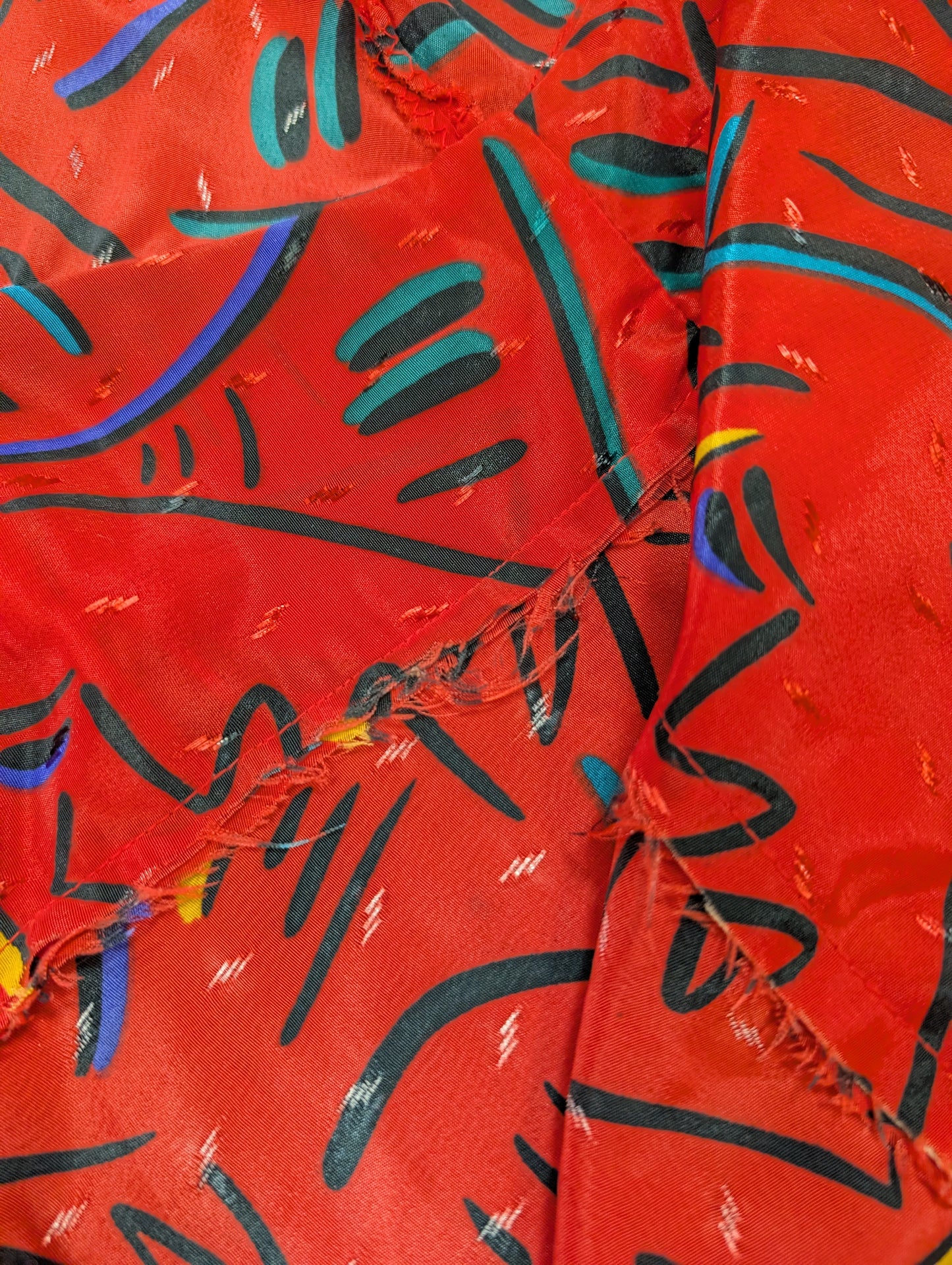 1980s red halter neck abstract print dress - S/10