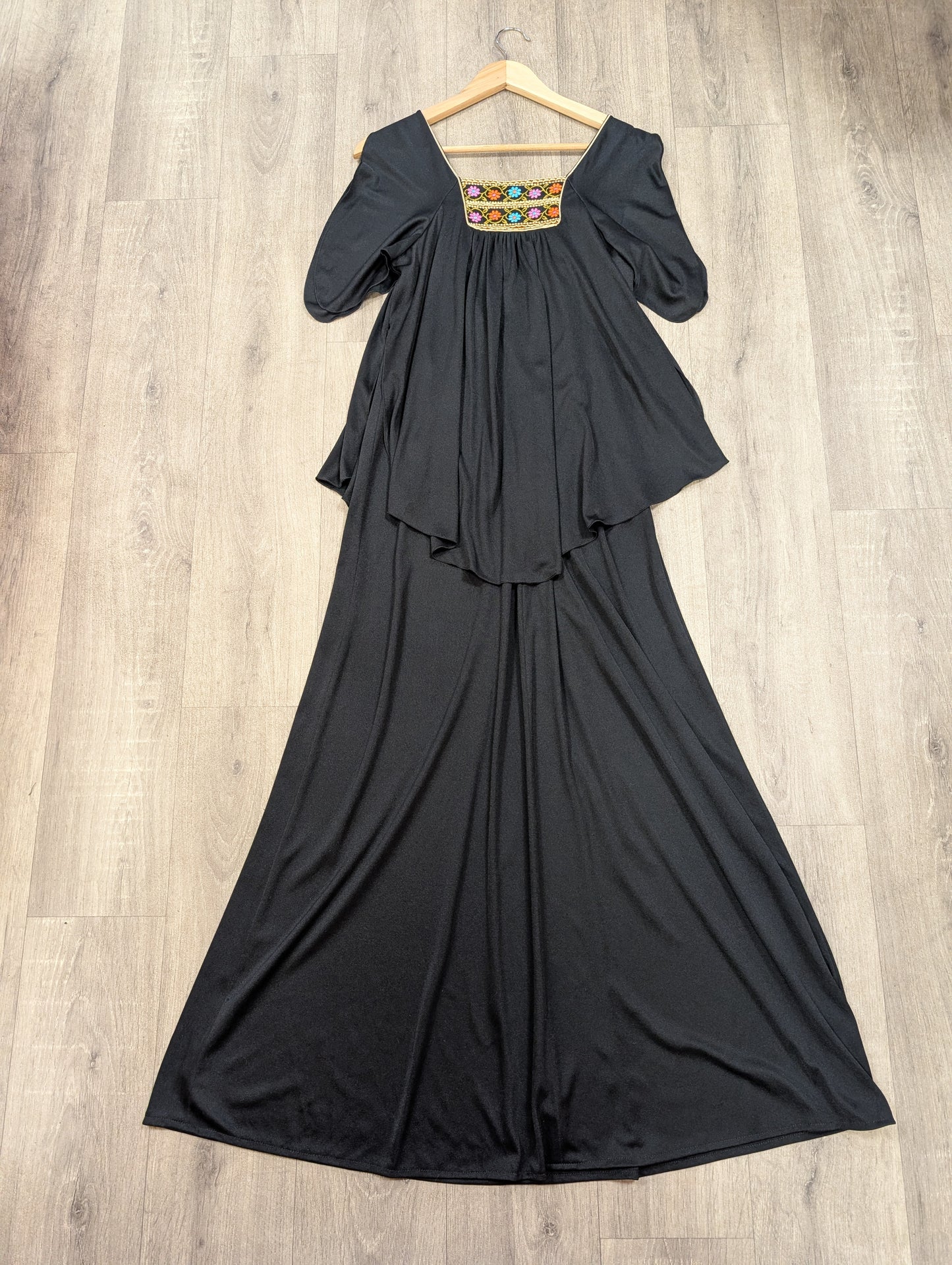 1970s Mr Darren black maxi dress - S/8