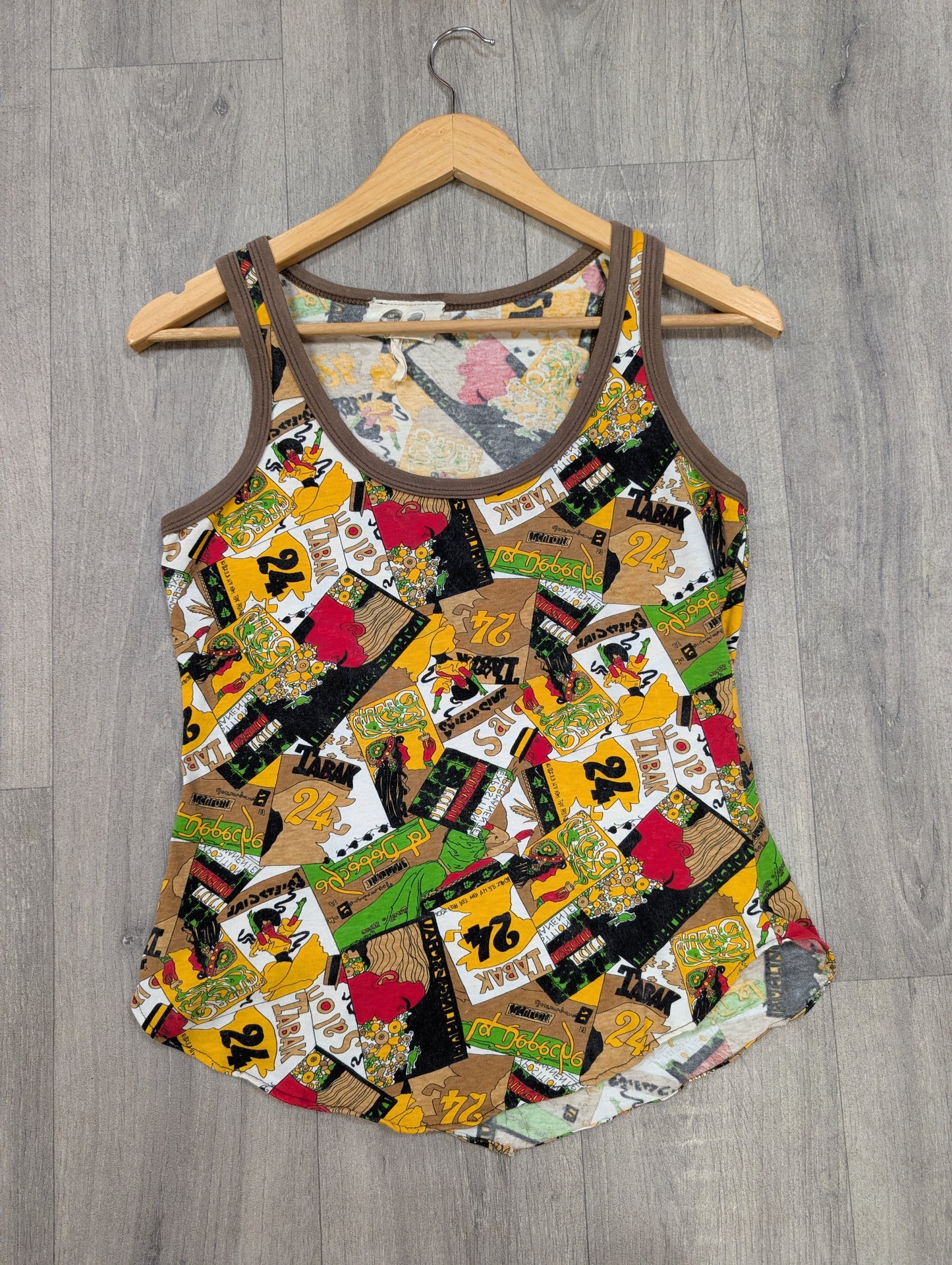 1970s Mr Bennett novelty print cotton vest top - XS/S