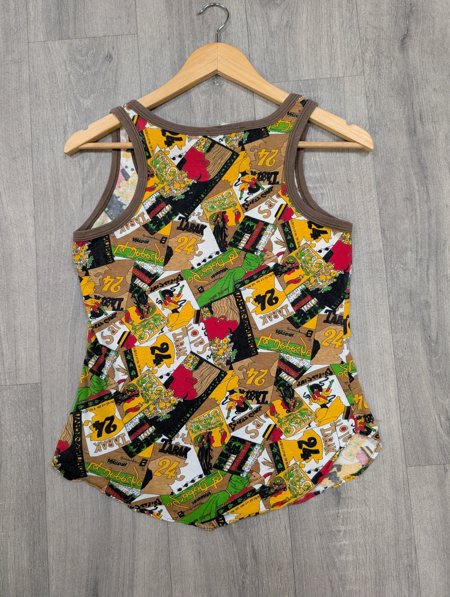 1970s Mr Bennett novelty print cotton vest top - XS/S