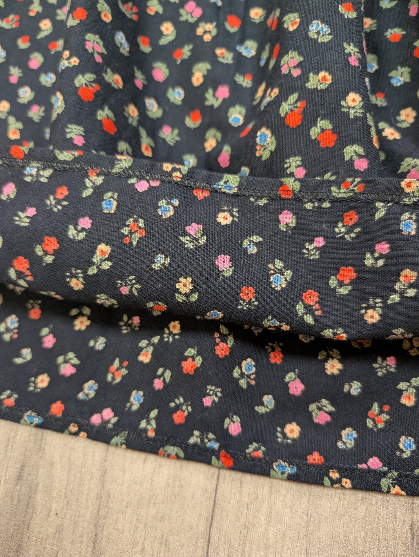 1970s Czarina black floral cotton skirt - S/M