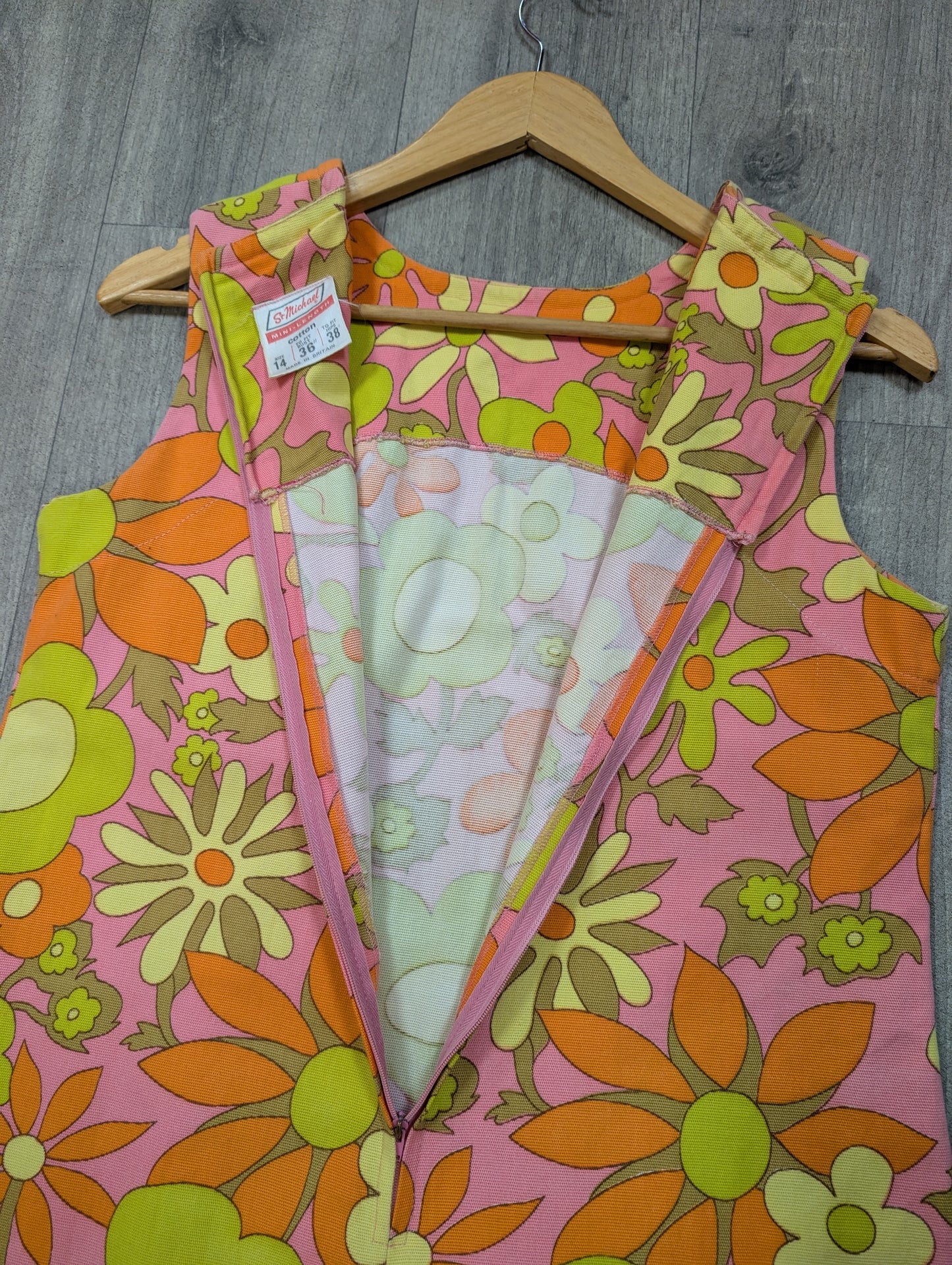 1960s St Michael flower power mini dress - S/M/10/12