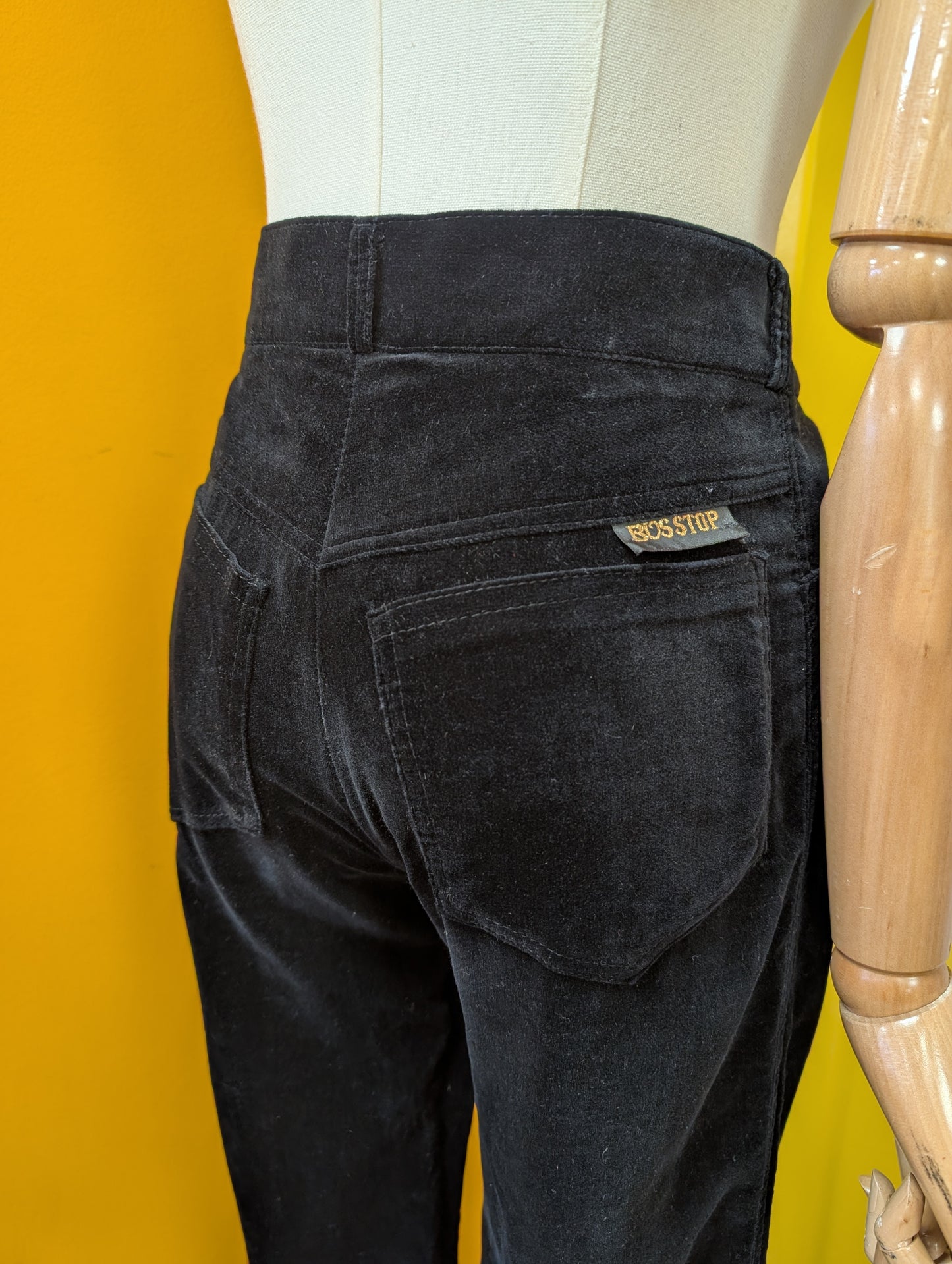 1970s Lee Bender at Bus Stop black velvet trousers - XS